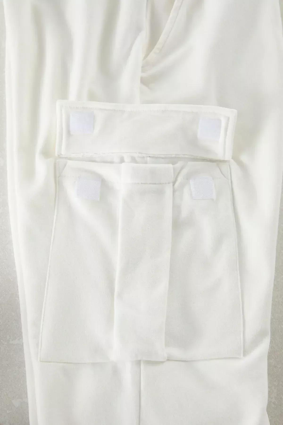 Beige Wide Leg Cargo Sweatpants, Ecru, large image number 1