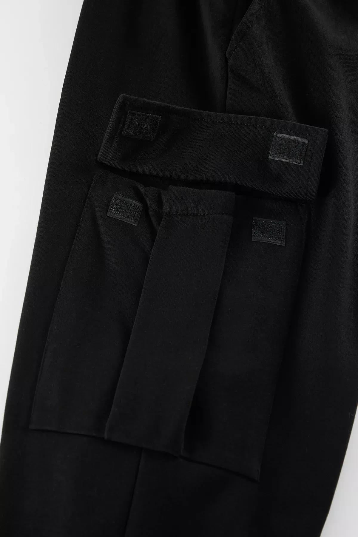 Black Wide Leg Cargo Sweatpants, C101_5720, large image number 3