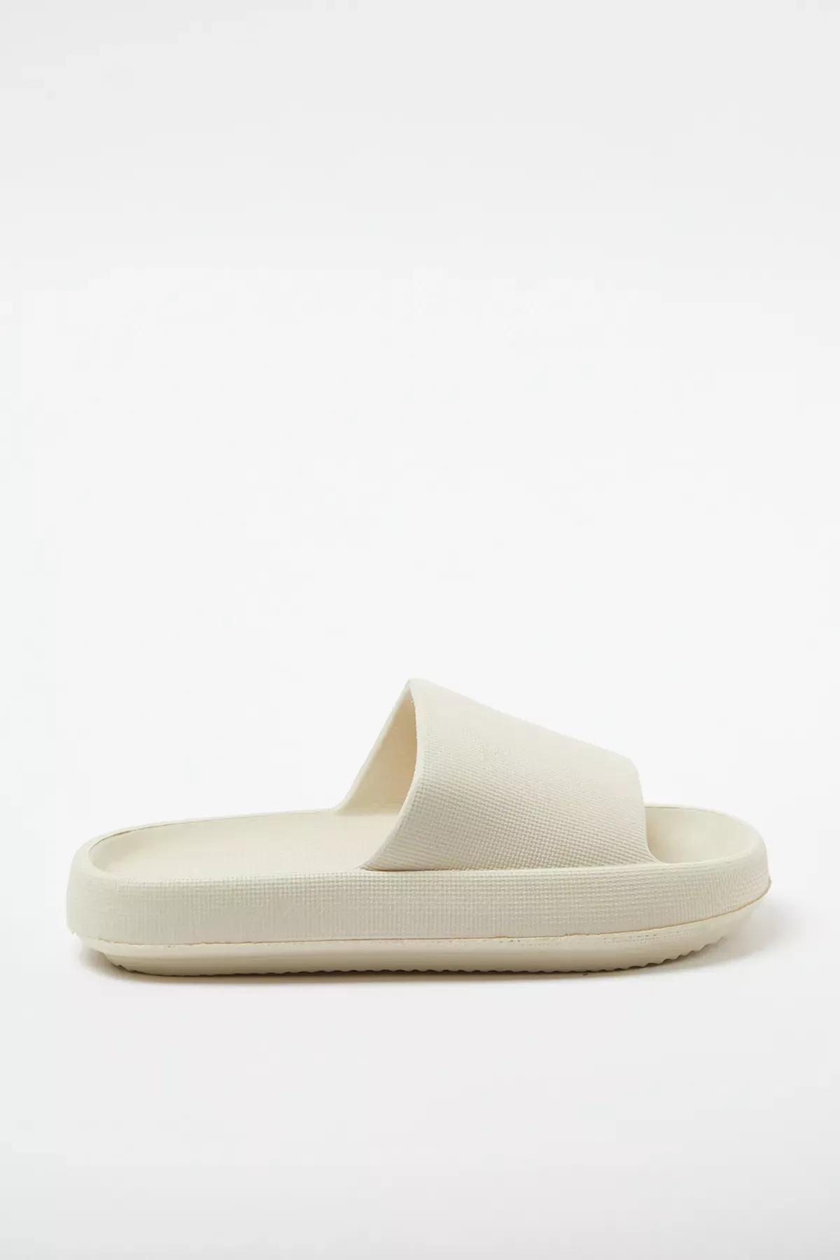 Beige Flatform Pool Slippers, Beige, medium