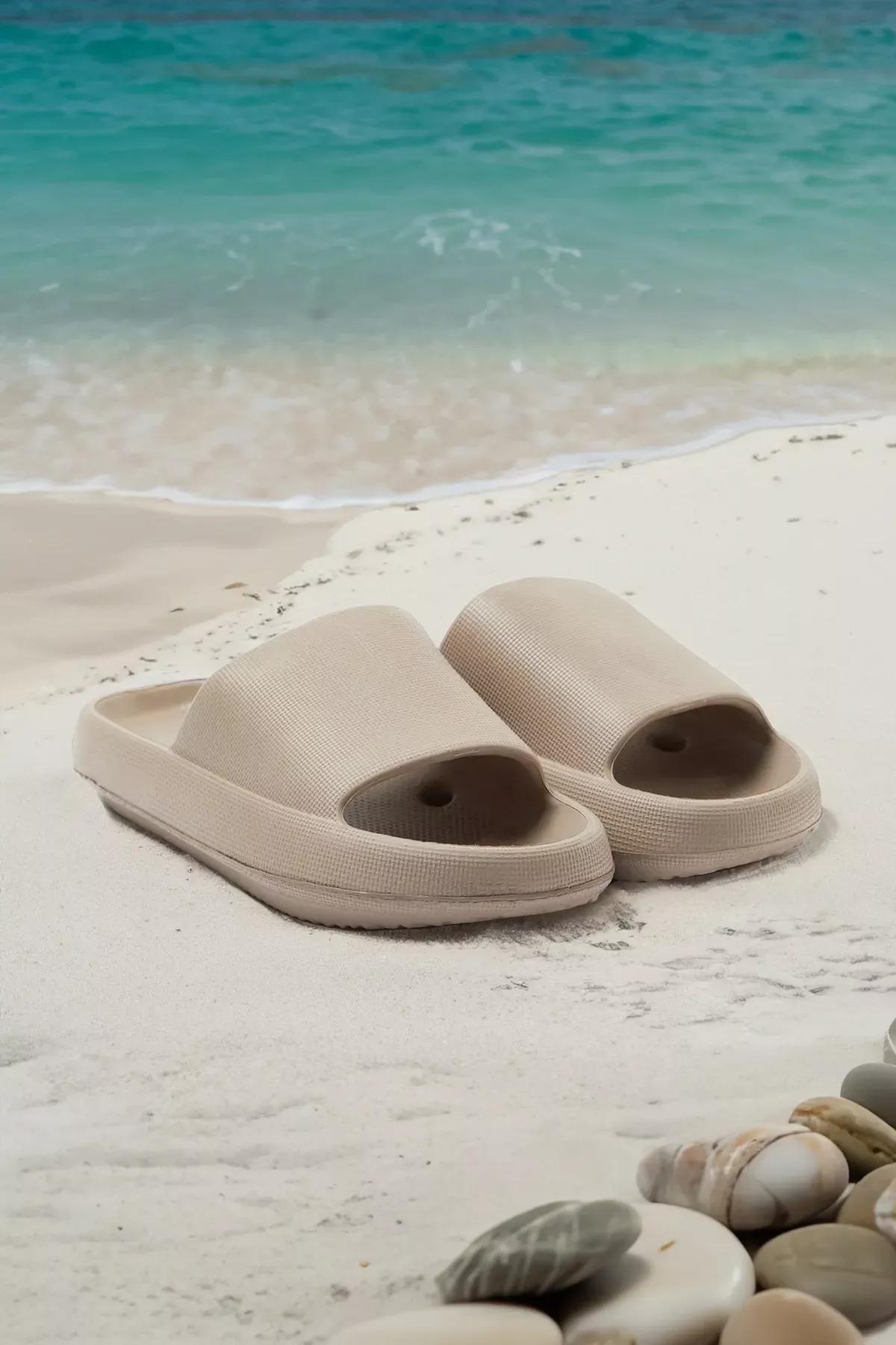 Brown Flatform Pool Slippers, , large image number 0