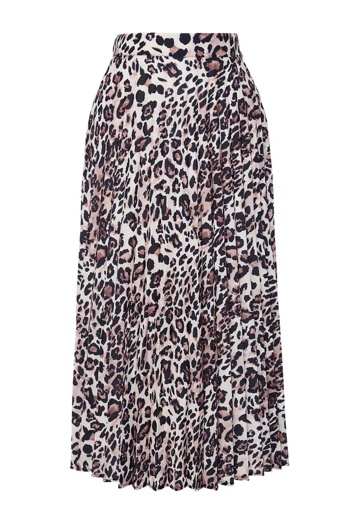 Brown Leopard Maxi Skirt, Brown, large image number 5