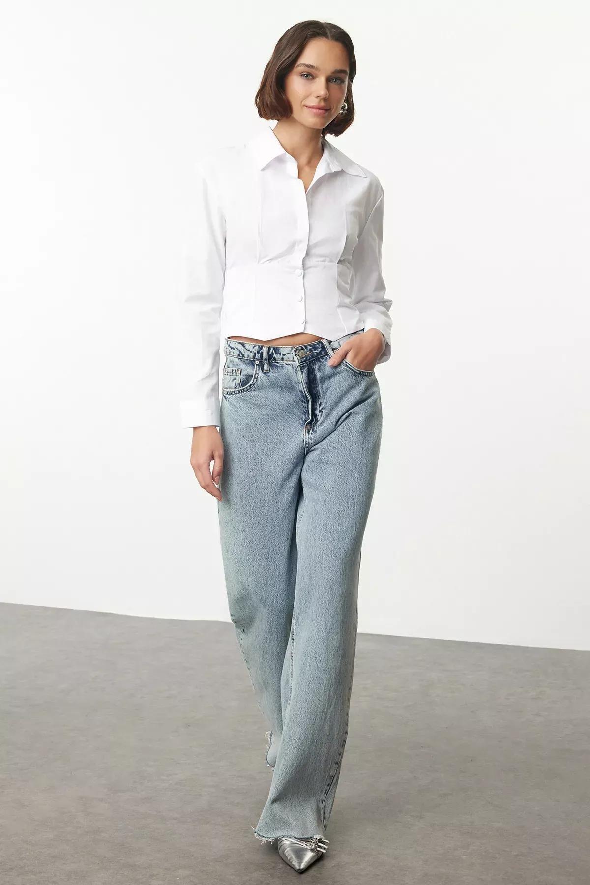 White Fitted Shirt, White, large image number 1