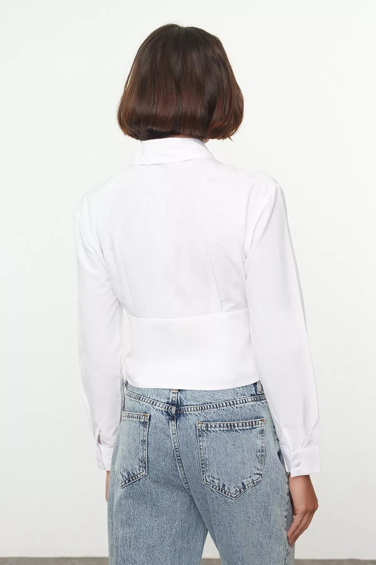 White Fitted Shirt, White, large image number 4