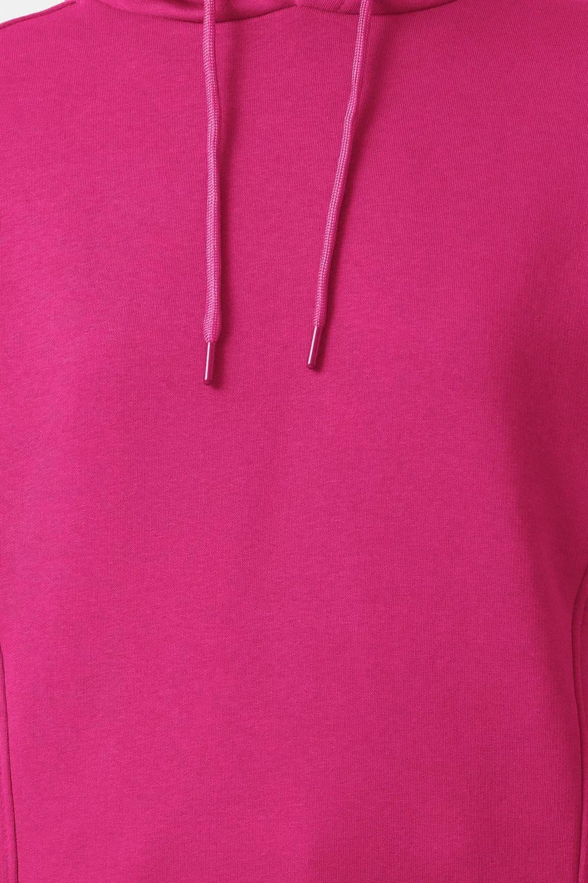 Pink Oversized Patterned Hooded Sweatshirt, , large image number 2