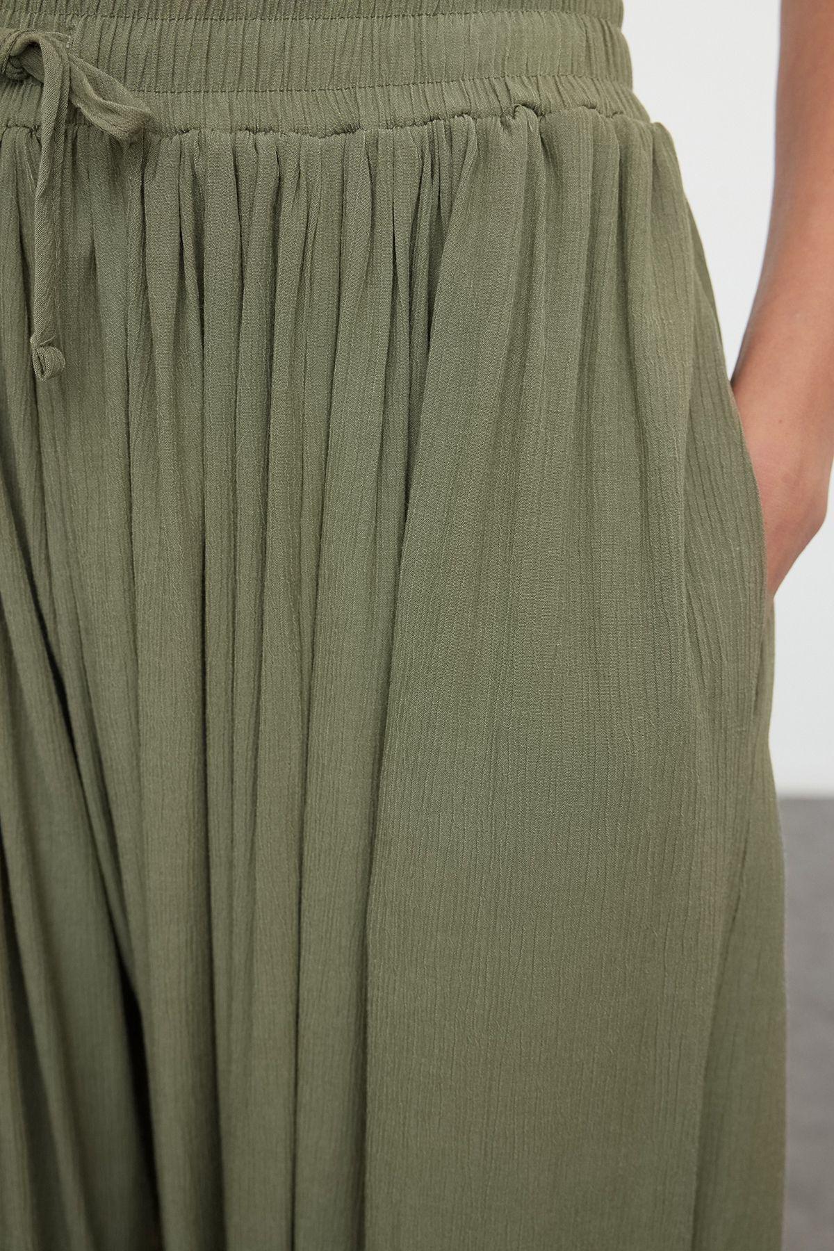 Khaki Woven Trousers TBESS24PL00023, C101_1754, large image number 3