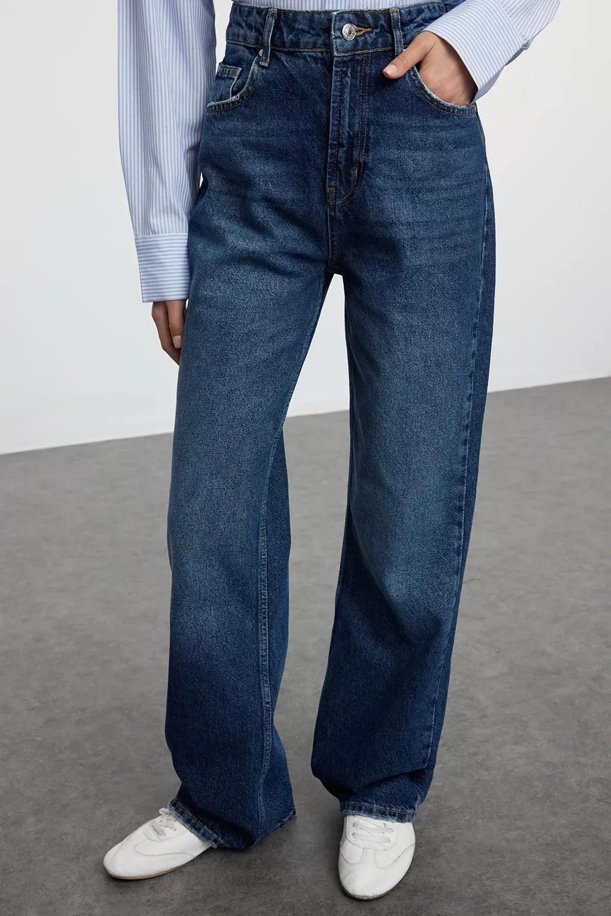 Blue Wide Leg High-Waist Jeans, , large image number 2