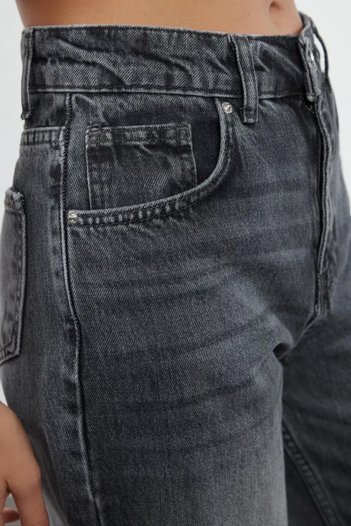 Grey High-Waist Wide Leg Jeans, , large image number 3