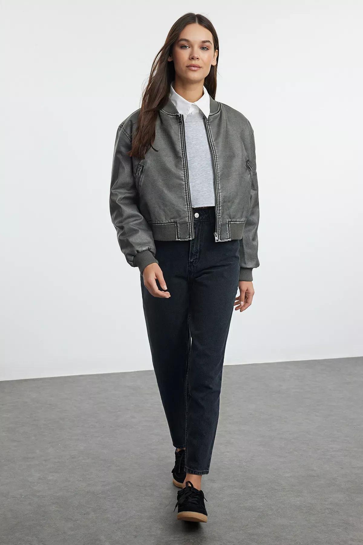Black High-Waist Mom Jeans, , large image number 1