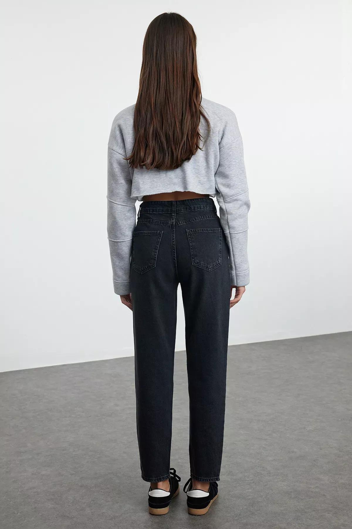 Black High-Waist Mom Jeans, , large image number 4