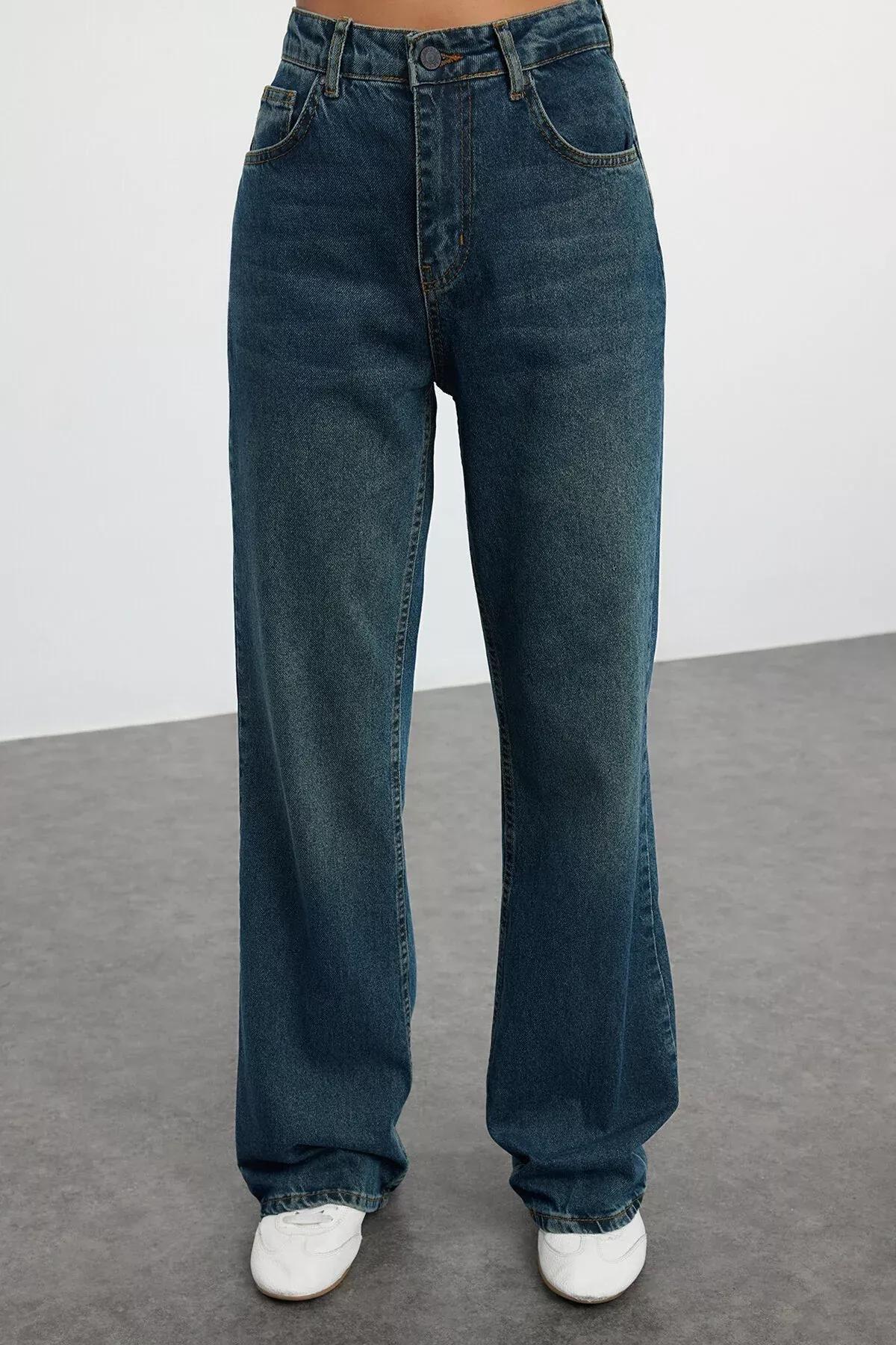 Navy High-Waist Wide Jeans, Navy blue, large image number 2