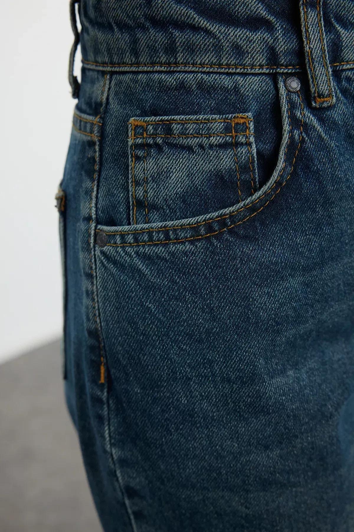 Navy High-Waist Wide Jeans, , large image number 3