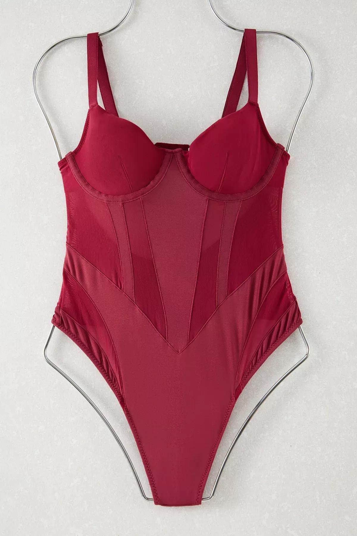 Red Micro Knit Bodysuit, , large image number 4