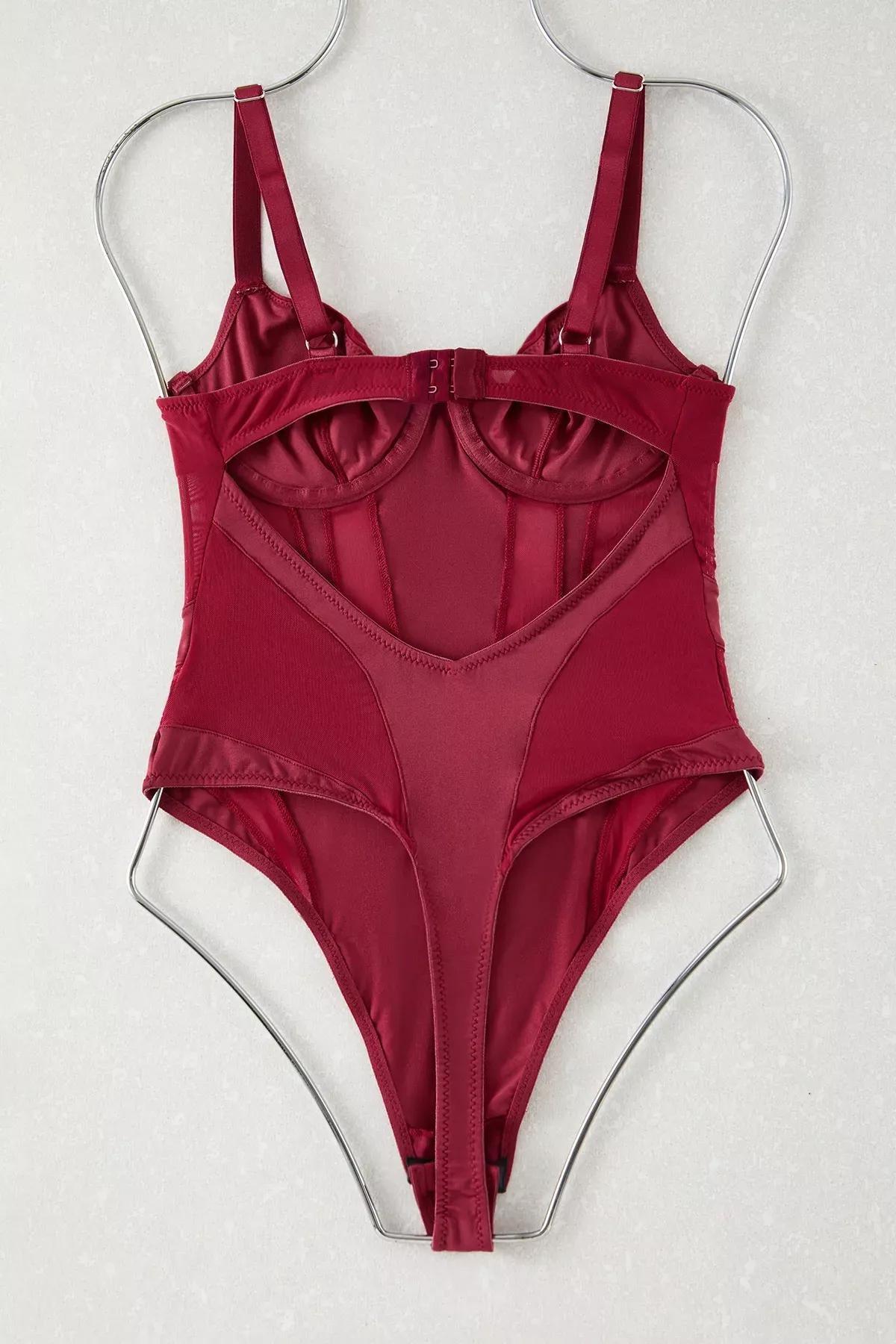 Red Micro Knit Bodysuit, , large image number 6