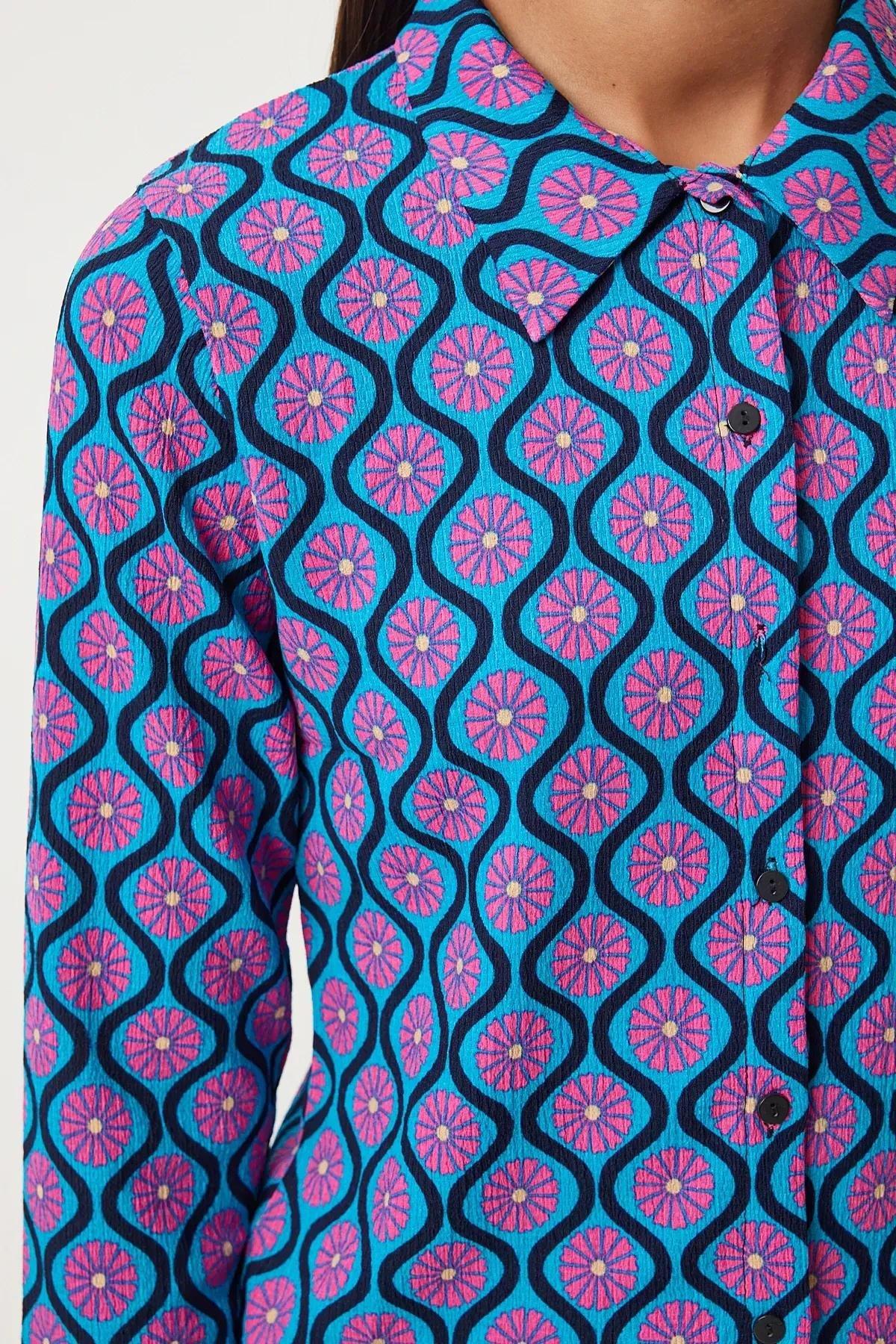 طقم متناسق صيفي منسوج بنمط منقوش، أزرق, Blue Pink, large image number 4