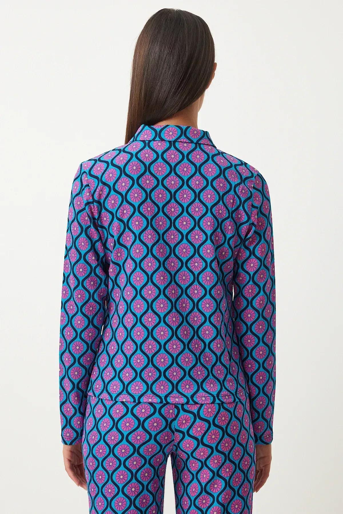 طقم متناسق صيفي منسوج بنمط منقوش، أزرق, Blue Pink, large image number 5