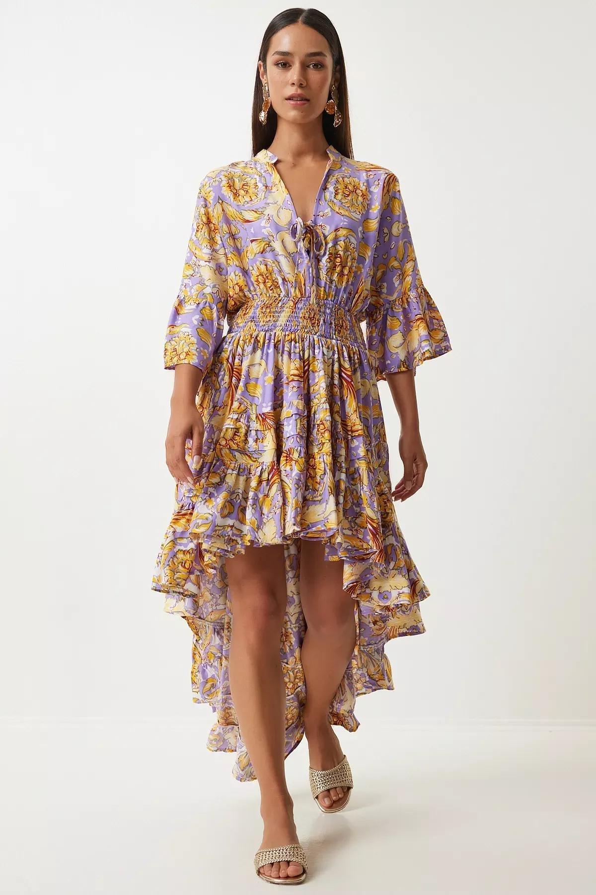 Lilac Floral Bohemian Maxi Dress, Lilac Yellow, large image number 1