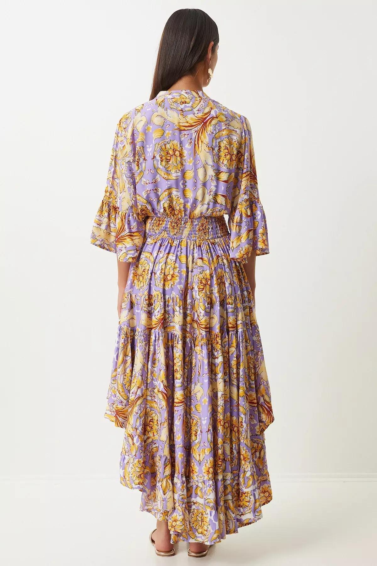 Lilac Floral Bohemian Maxi Dress, Lilac Yellow, large image number 4