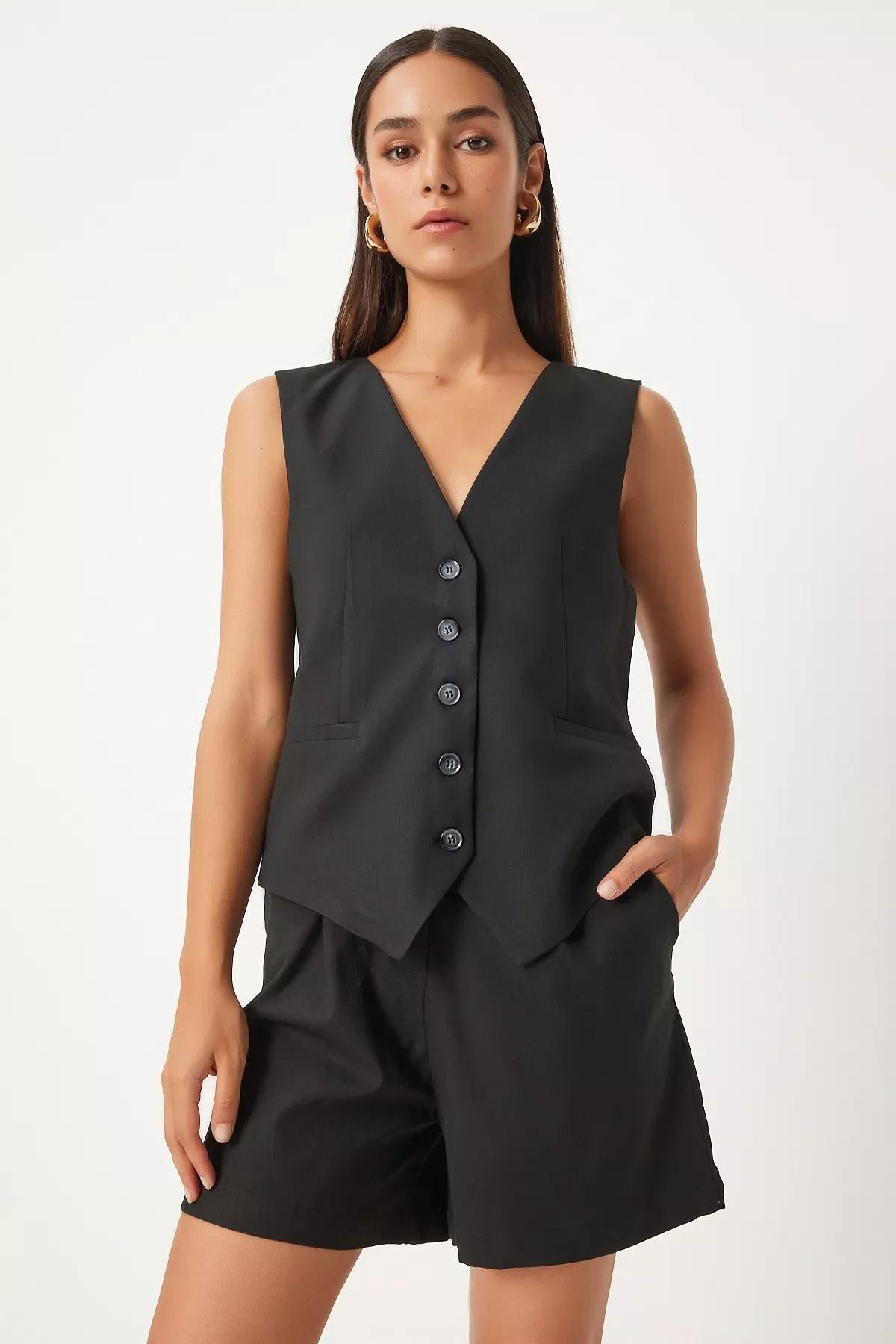 Black Vest Shorts Set TO00144, , large image number 0