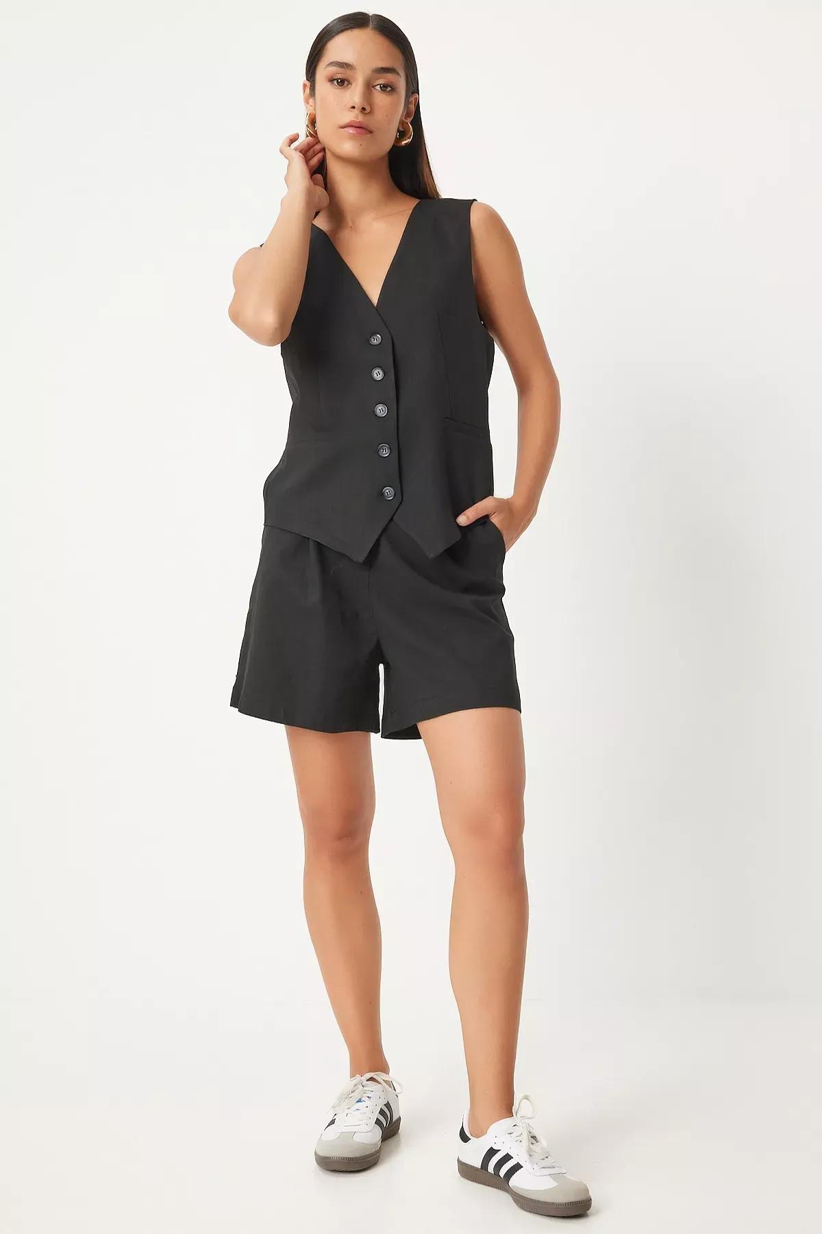 Black Vest Shorts Set TO00144, , large image number 1
