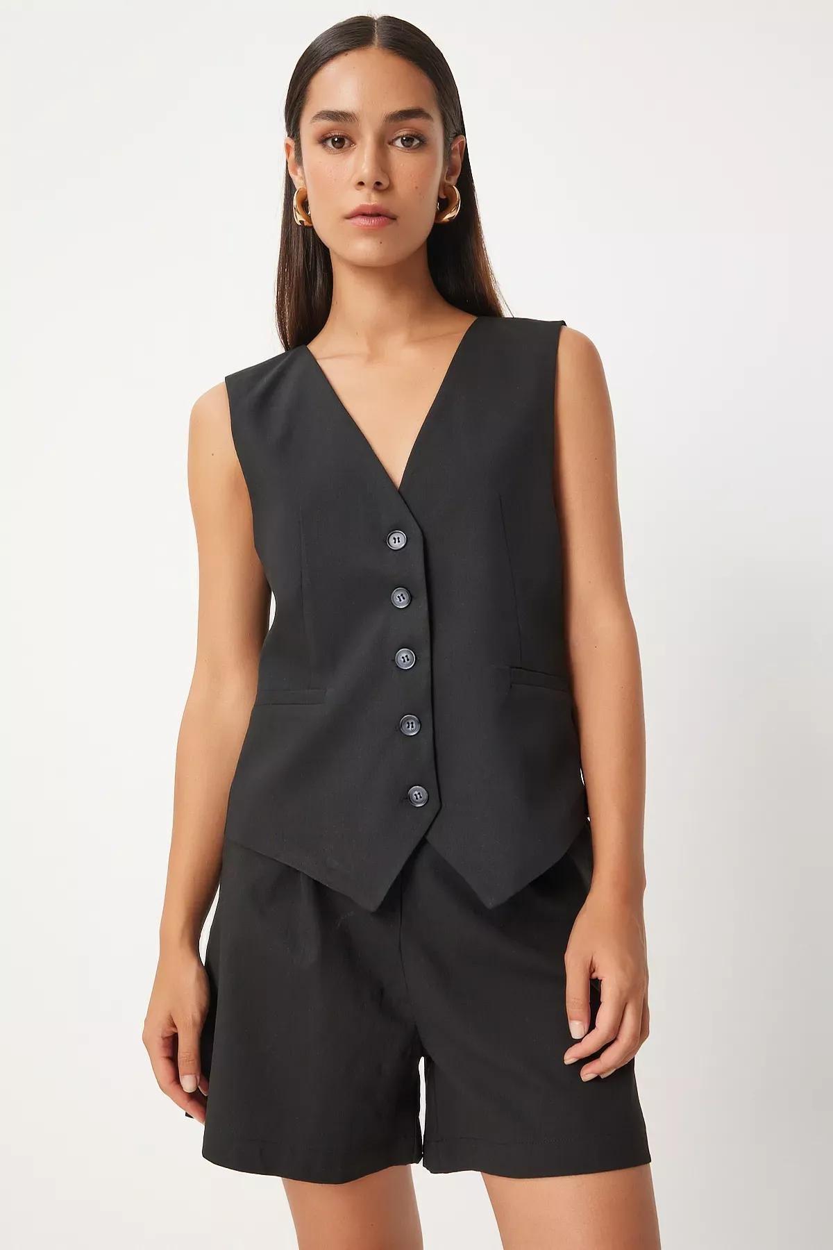 Black Vest Shorts Set TO00144, , large image number 2