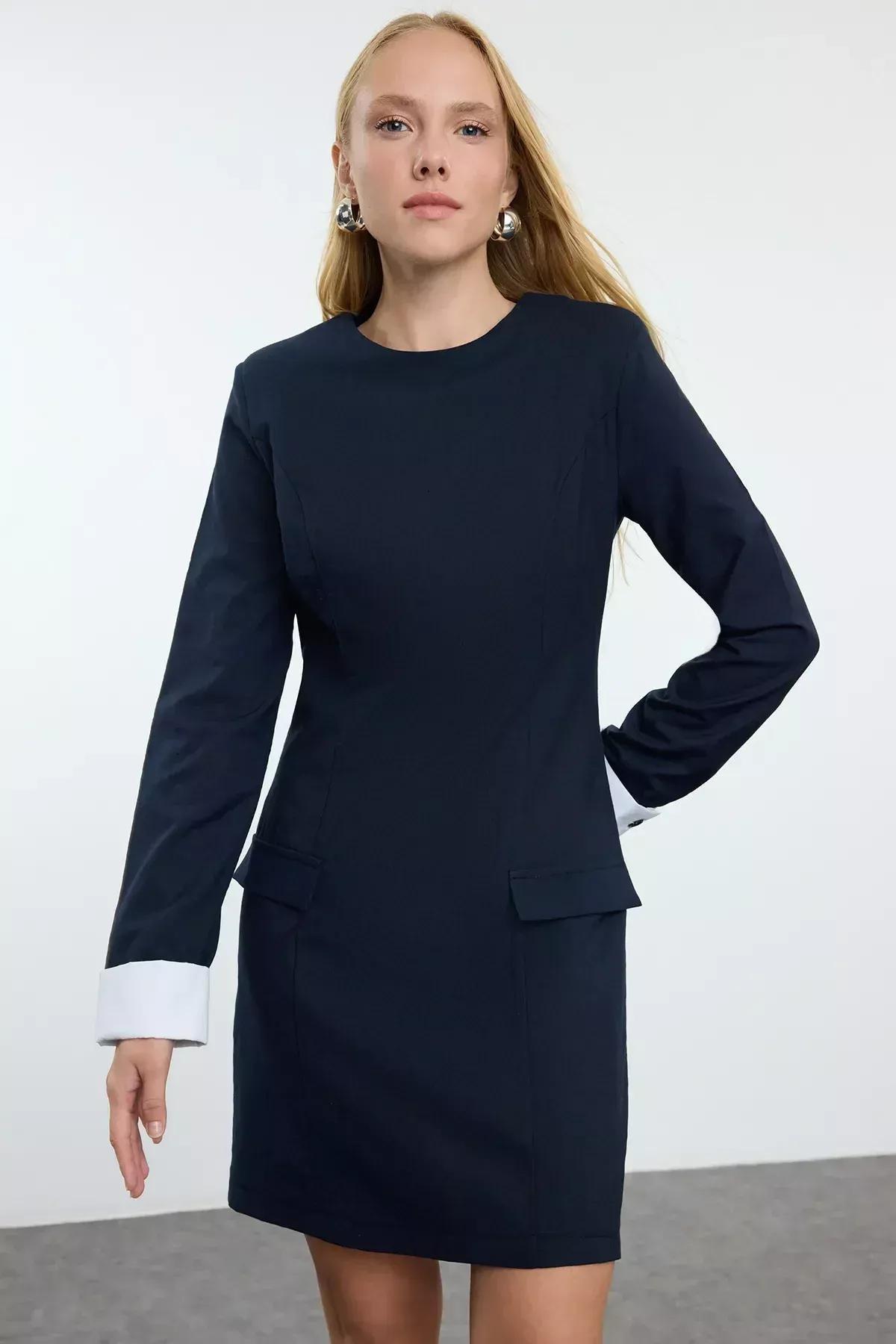 فستان قصير بقصة مستقيمة، كحلي, Navy blue, large image number 0