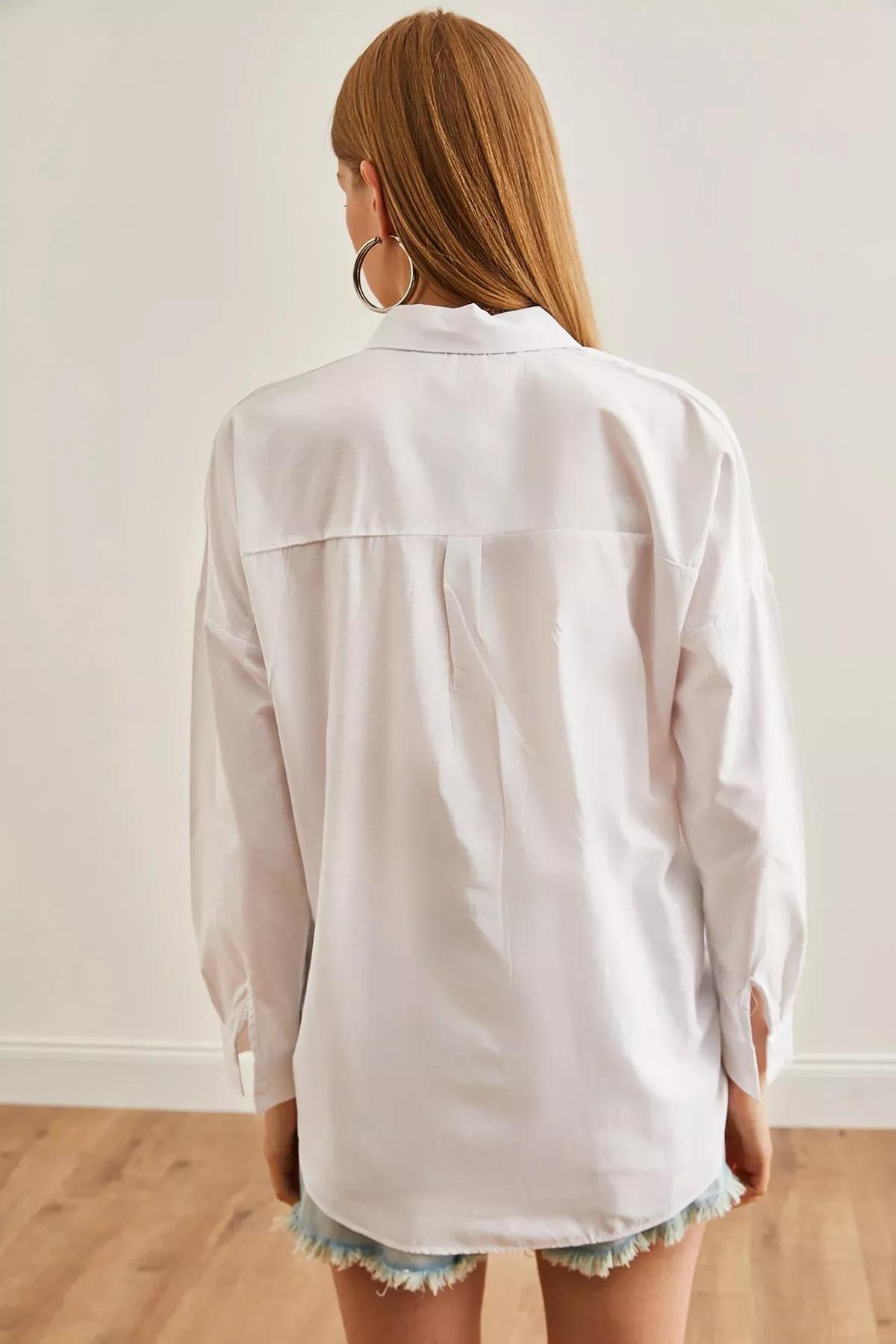 White Floral Embroidered Shirt, C101_6649, large image number 1