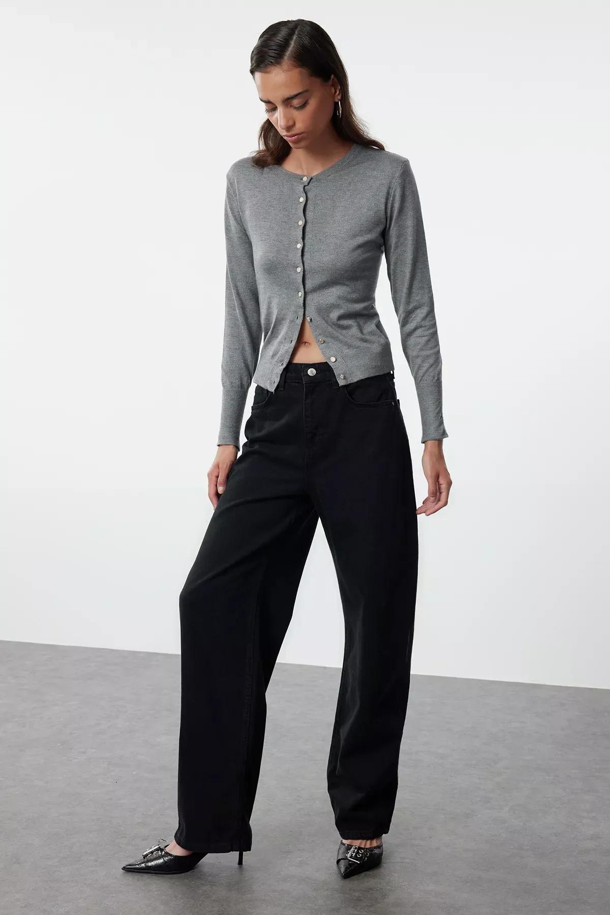 Black Barrel Baggy Jeans, , large image number 0