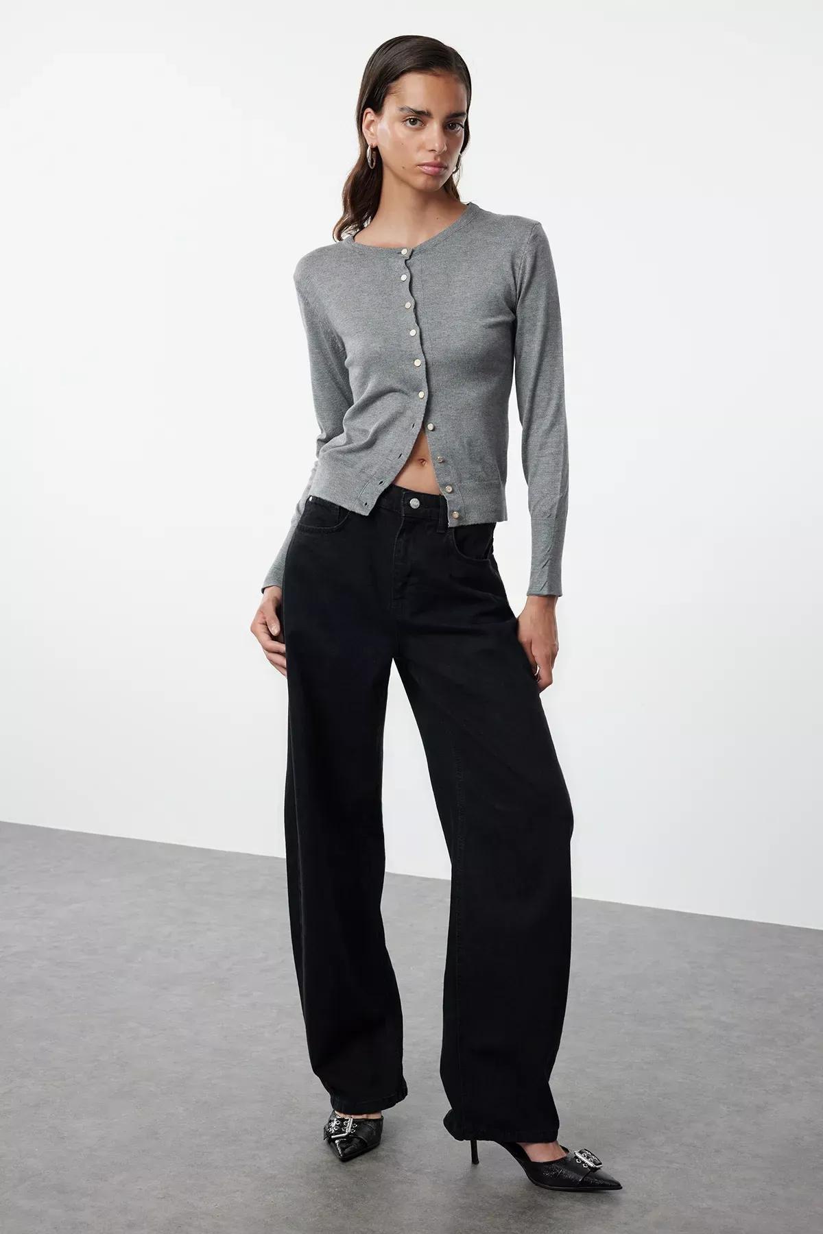 Black Barrel Baggy Jeans, , large image number 1