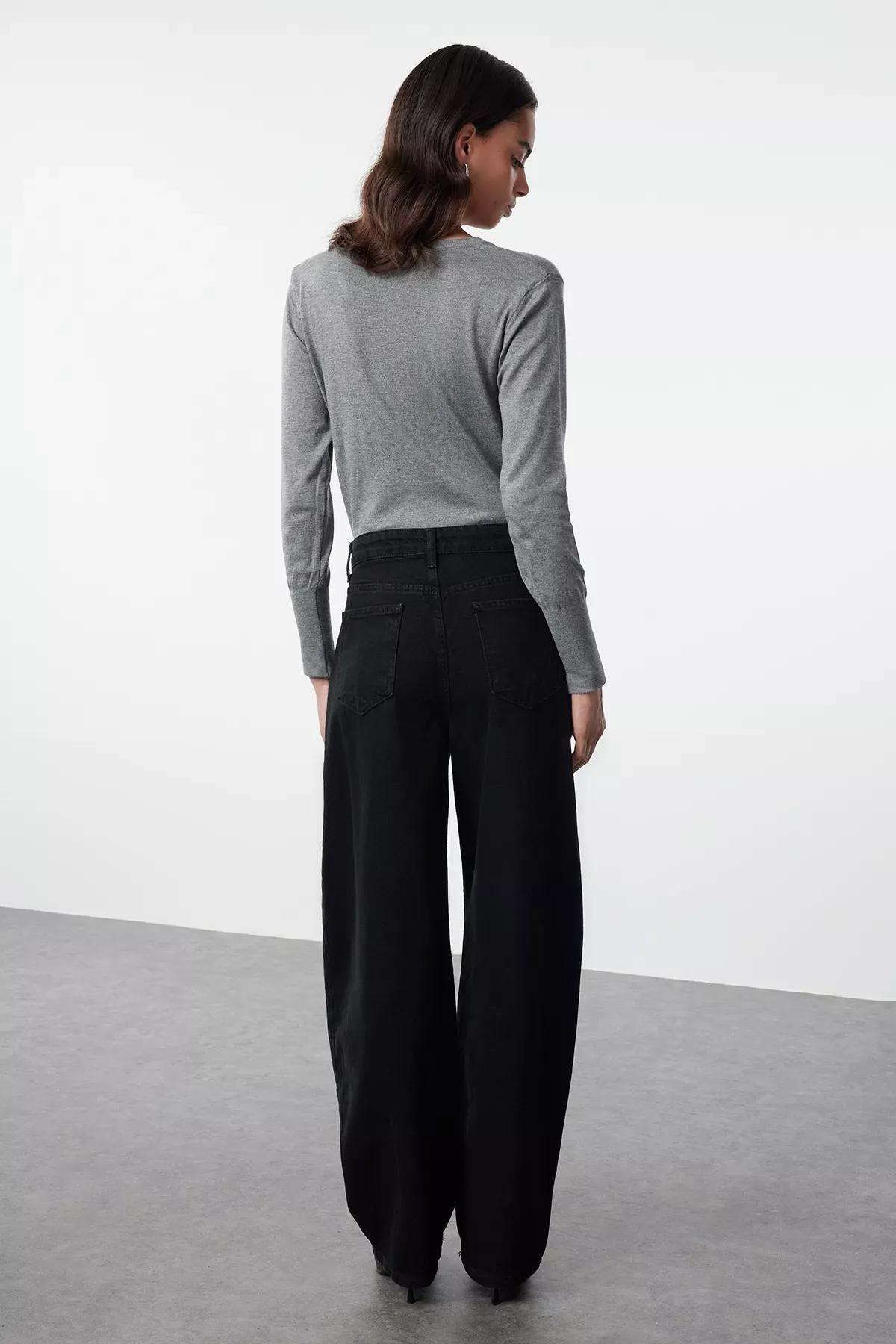 Black Barrel Baggy Jeans, , large image number 4