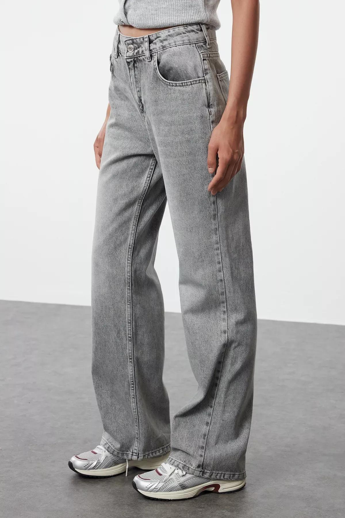 Gray High Waist Wide Leg Jeans TWOAW25JE00178, Single item, , large image number 3