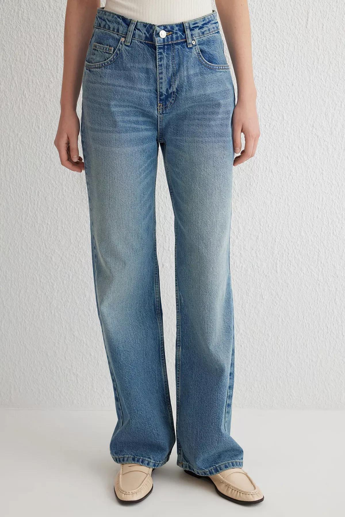 Blue Wide Leg High-Waist Jeans, , large image number 2