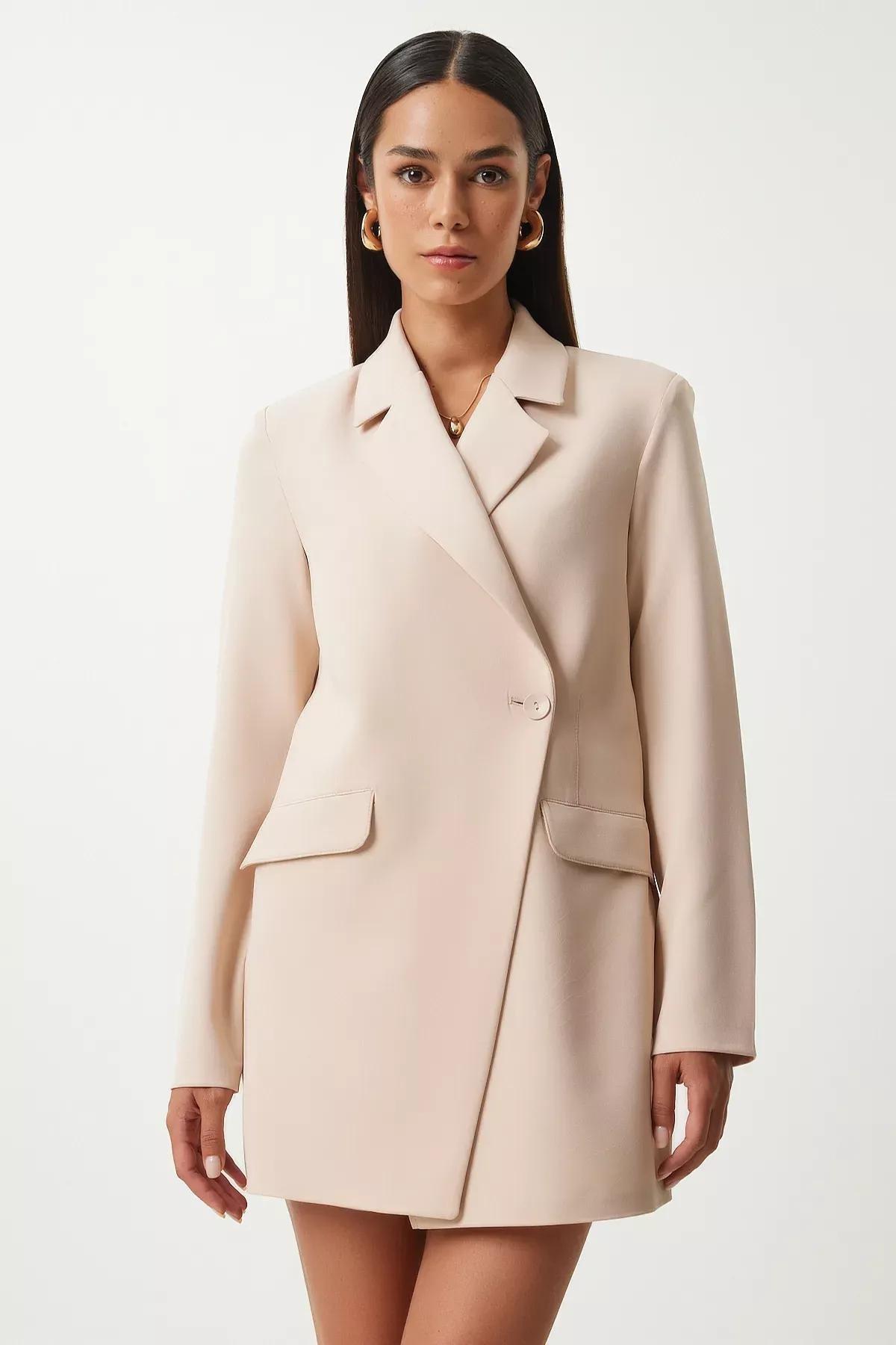 Cream Plain Suit Jacket FN03220, Cream, large image number 0
