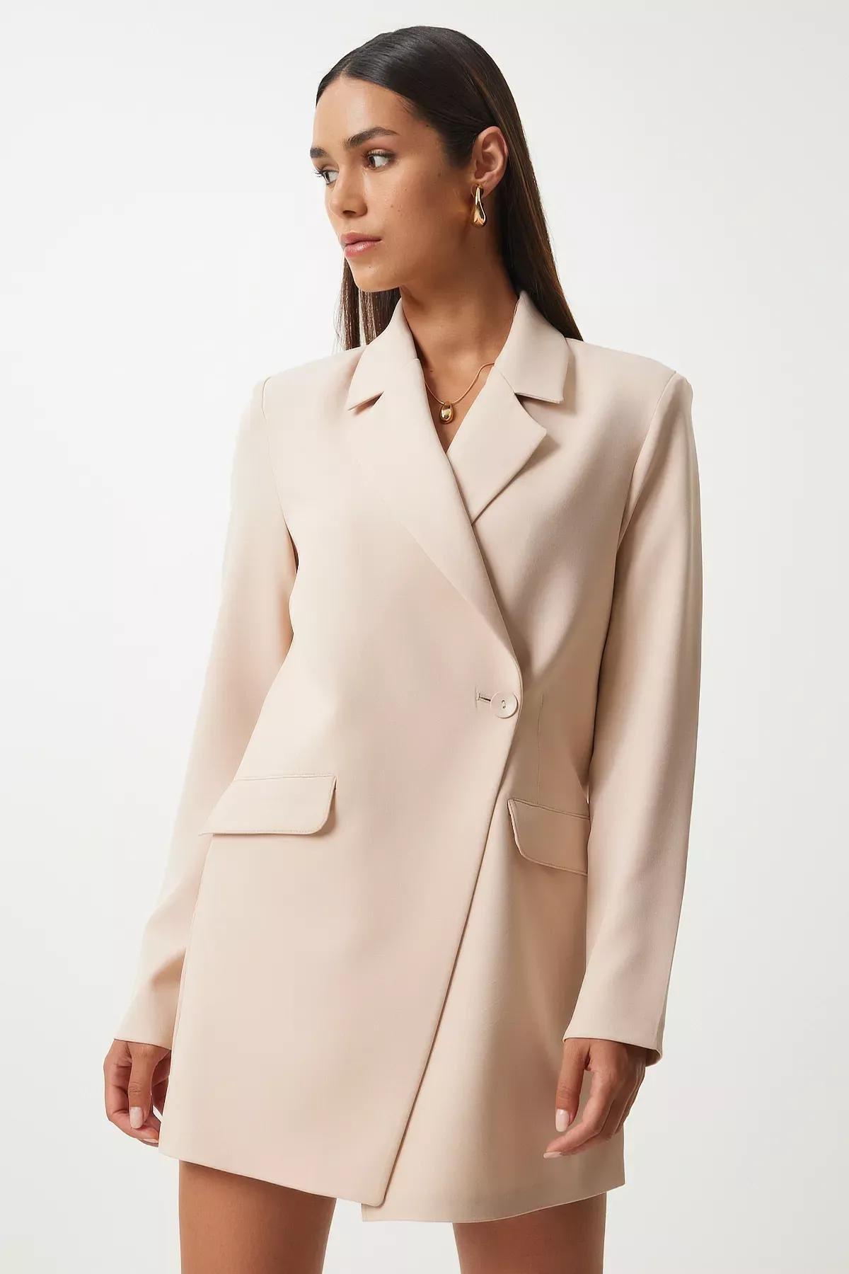Cream Plain Suit Jacket FN03220, Cream, large image number 1