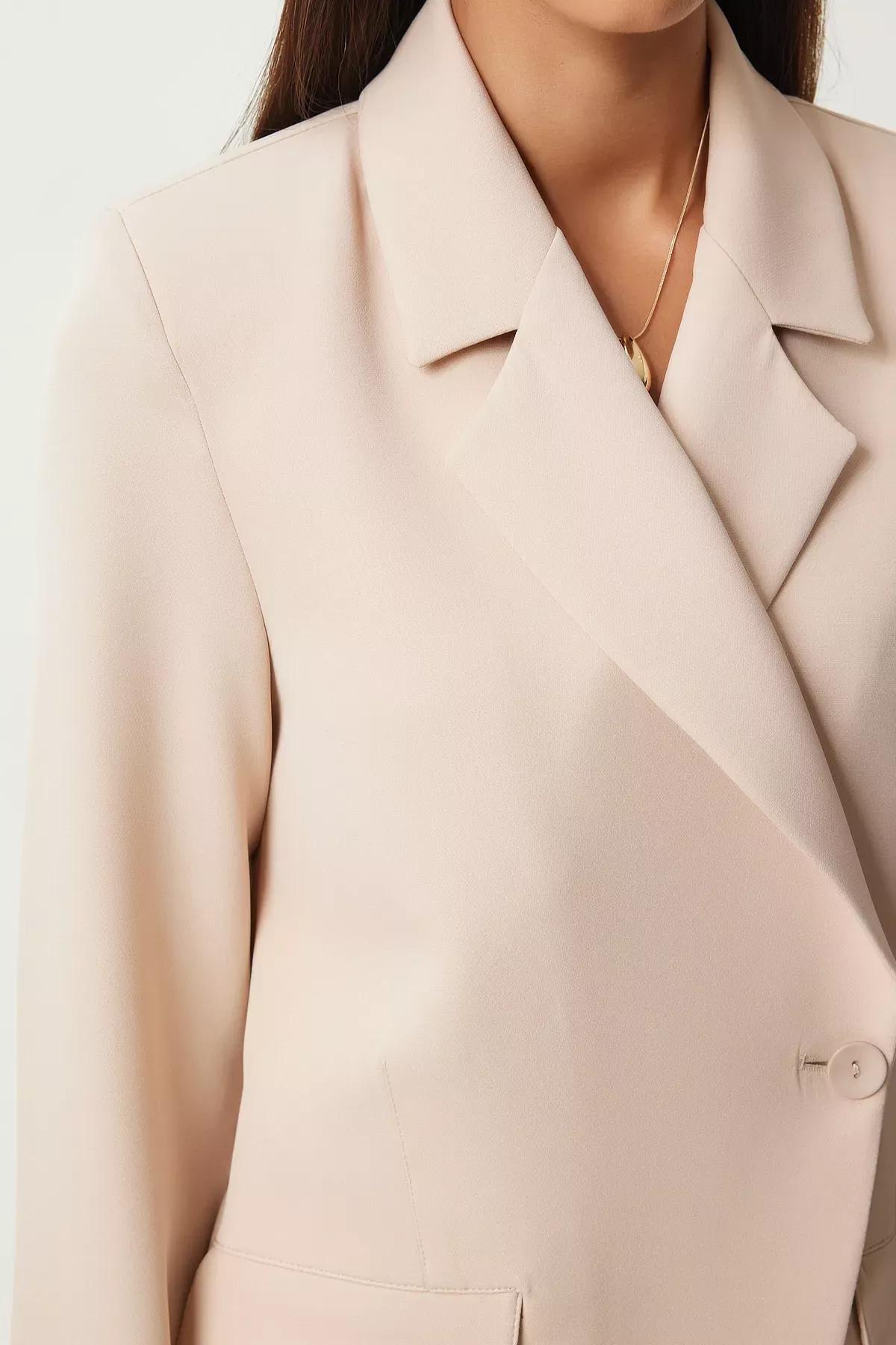 Cream Plain Suit Jacket FN03220, Cream, large image number 3