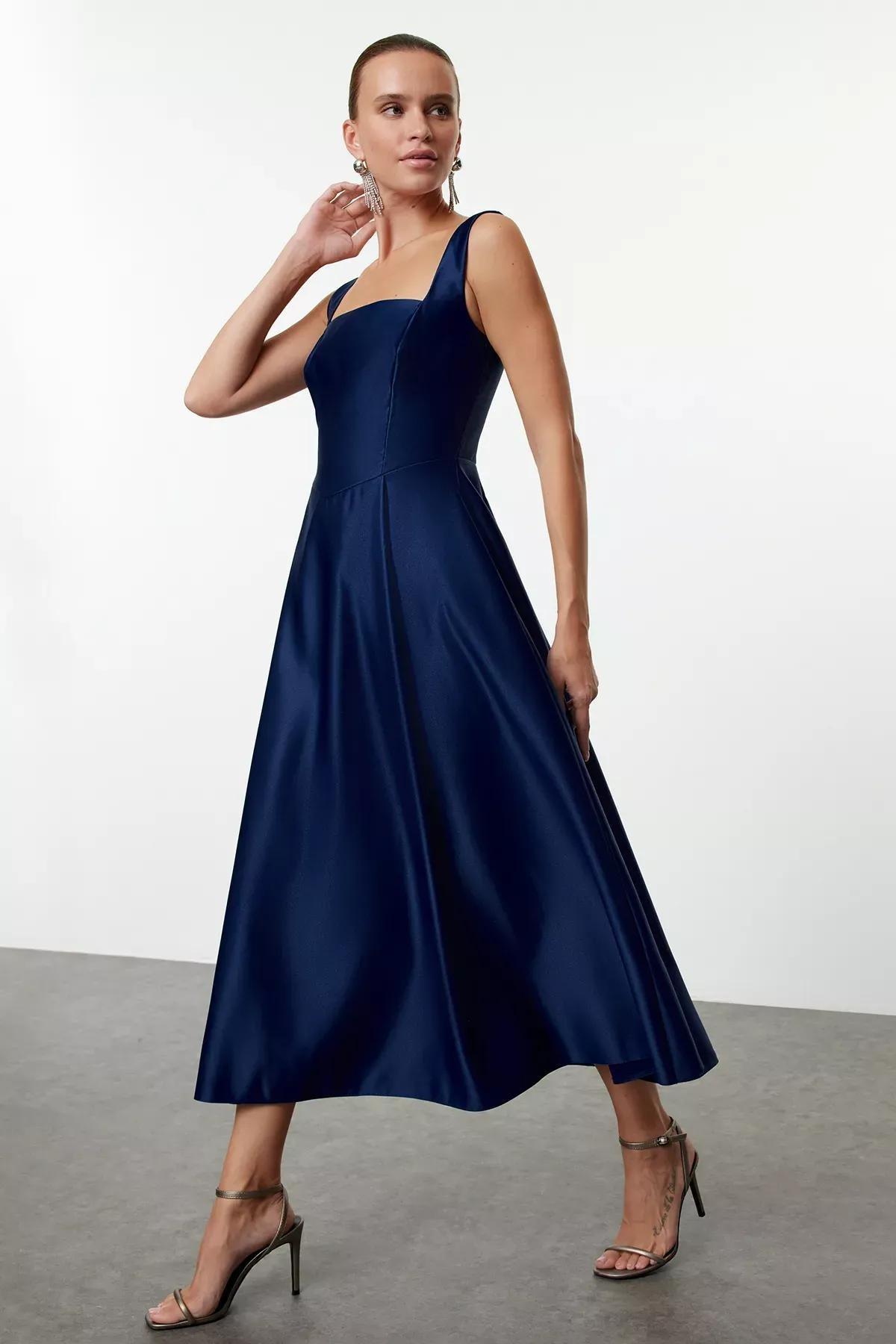 Navy A-Line Woven Occasionwear Dress, , large image number 1