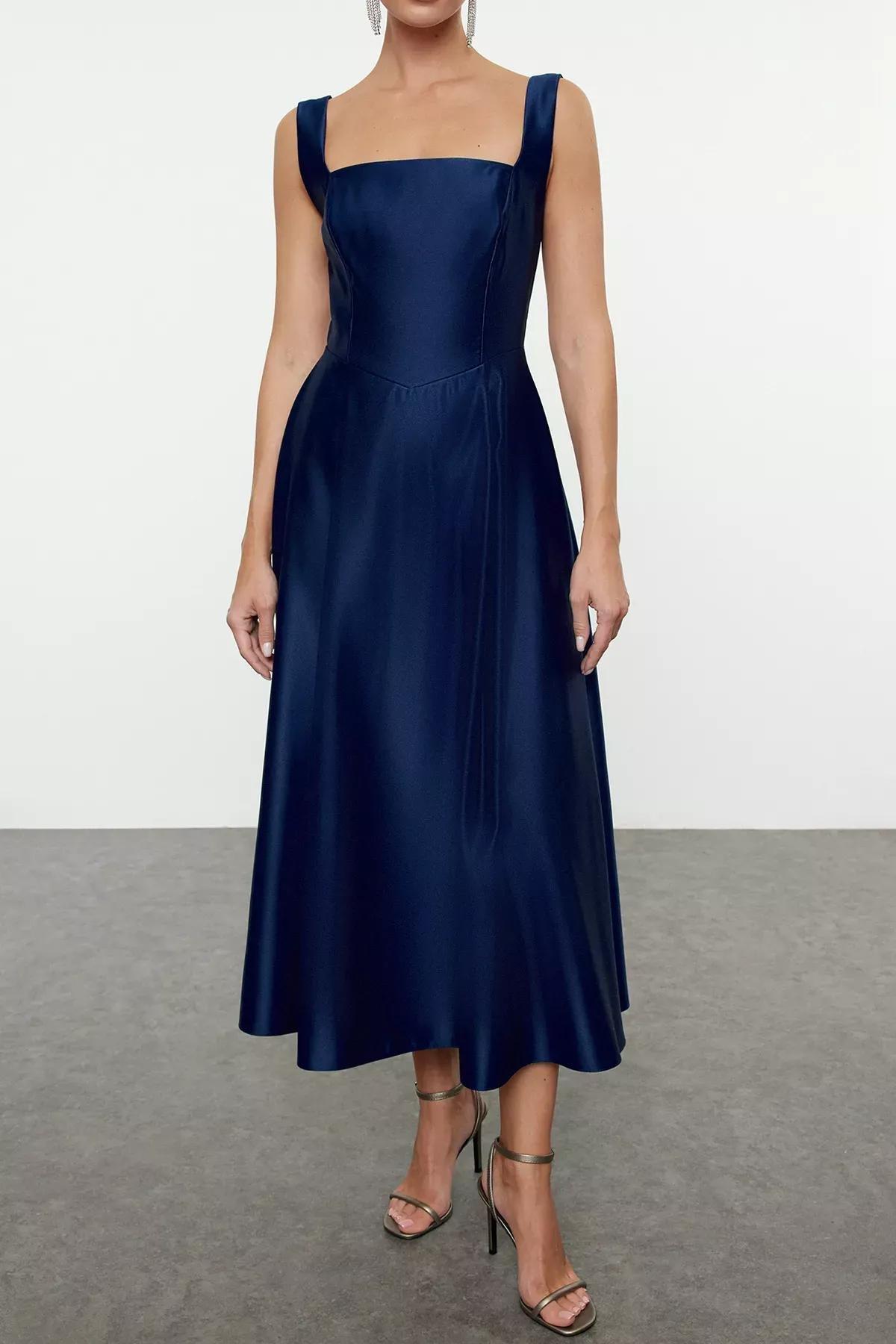 Navy A-Line Woven Occasionwear Dress, , large image number 2