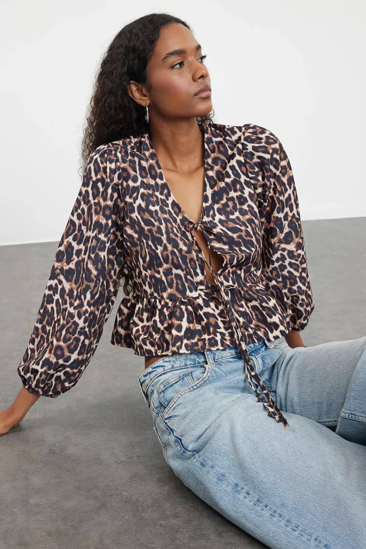 Brown Leopard Patterned Shirt, Very colorful, large image number 0