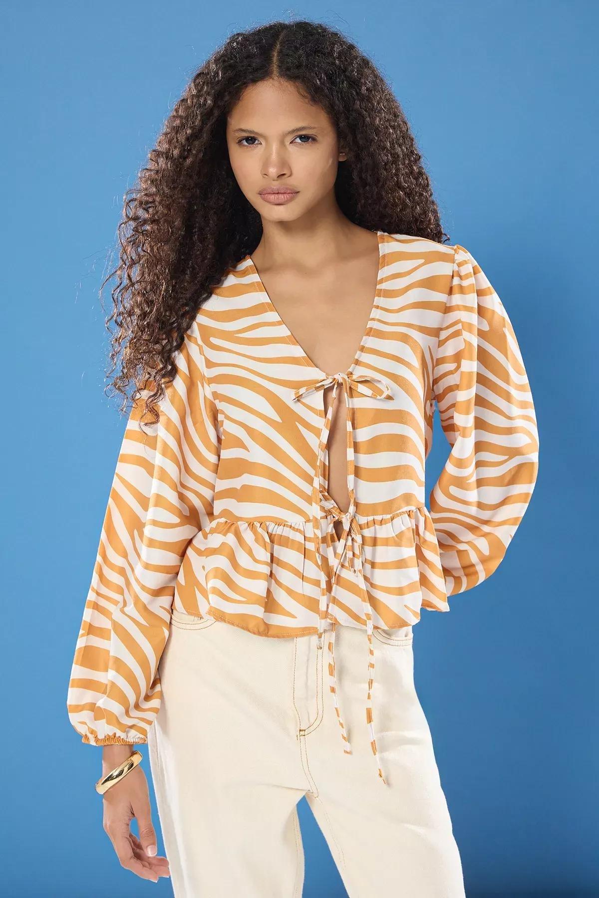 Yellow Zebra Tie Woven Shirt, , large image number 0