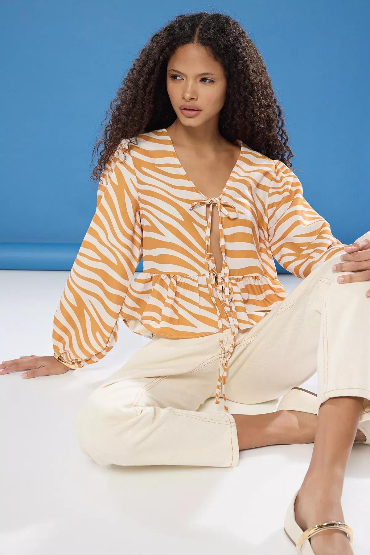Yellow Zebra Tie Woven Shirt, , large image number 1