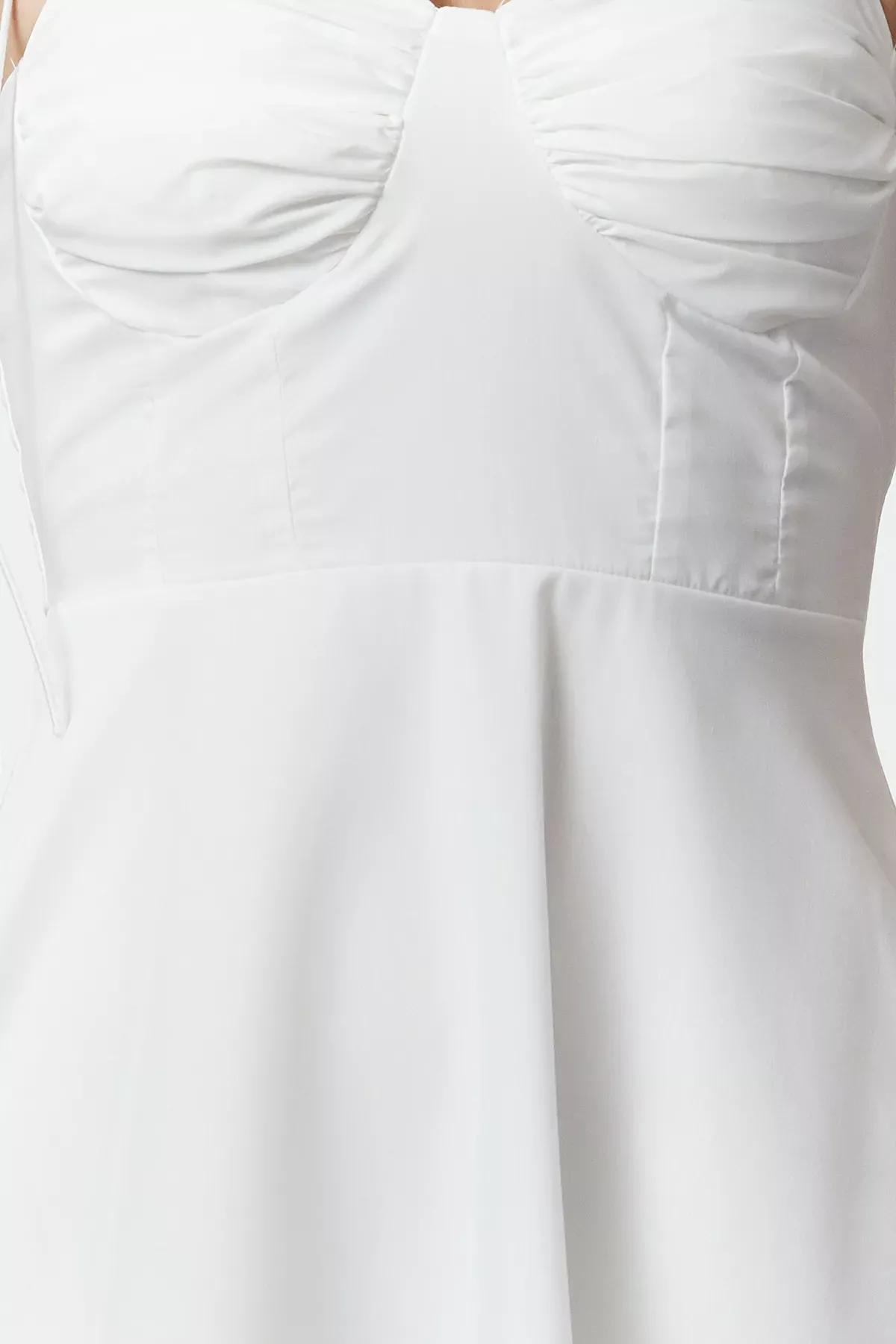 White Drape Detail Maxi Dress, White, large image number 2
