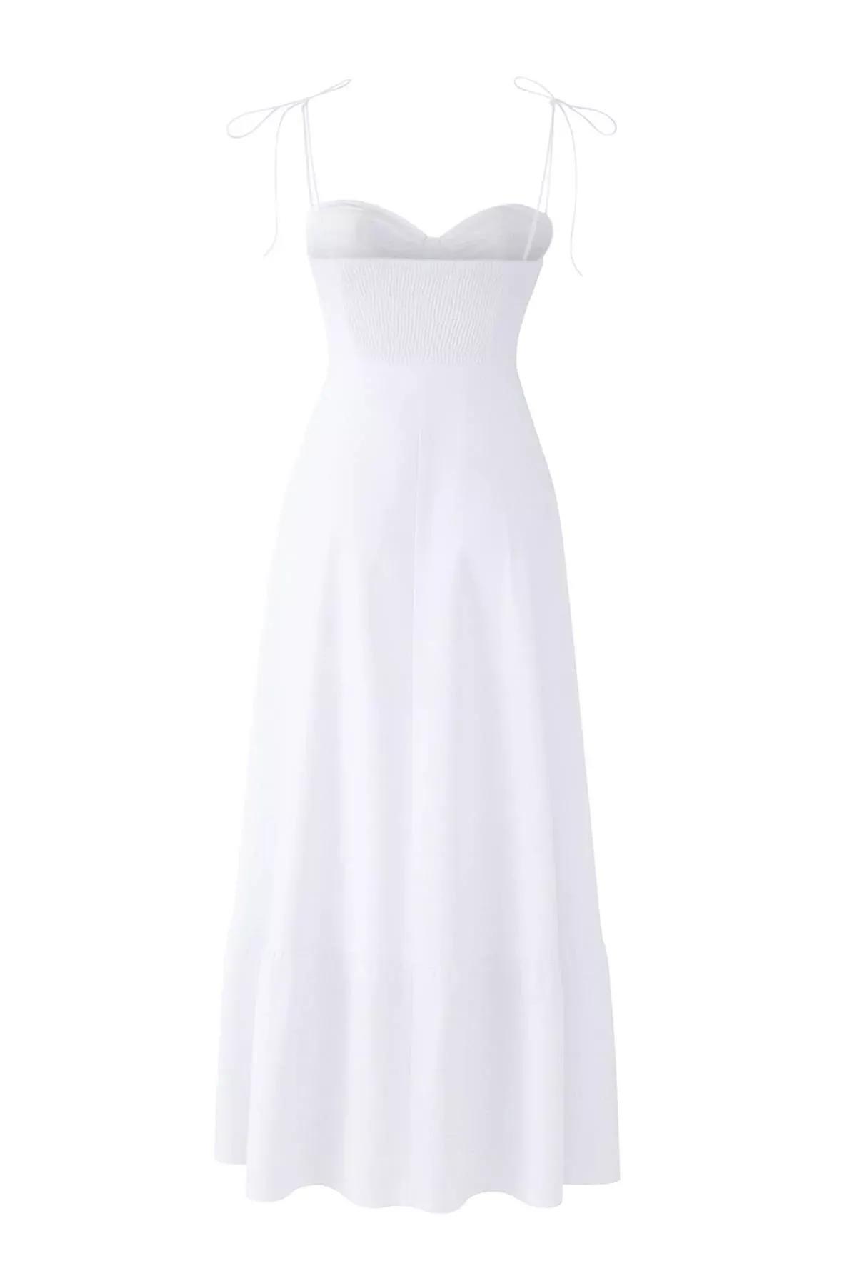 White Drape Detail Maxi Dress, White, large image number 5