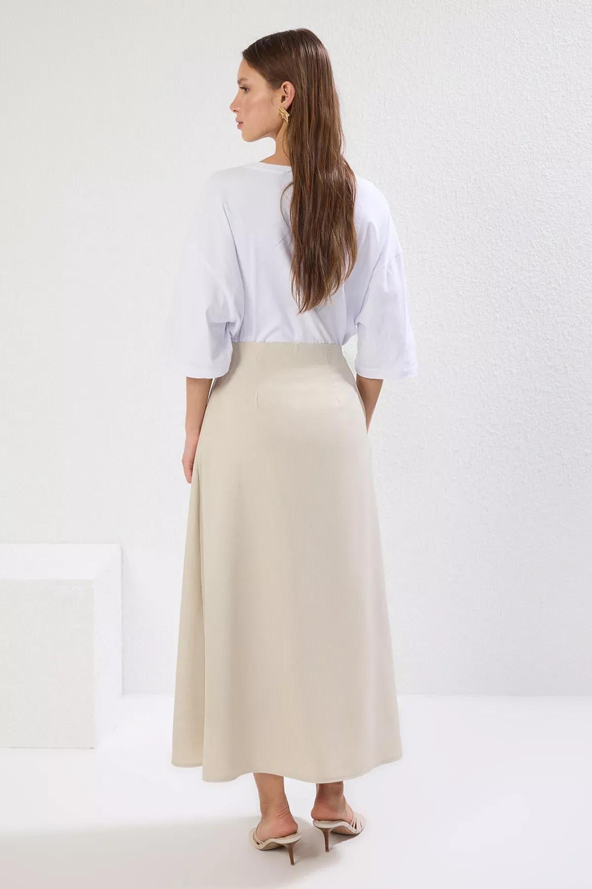 Grey Pleat Skirt, STONE, large image number 7