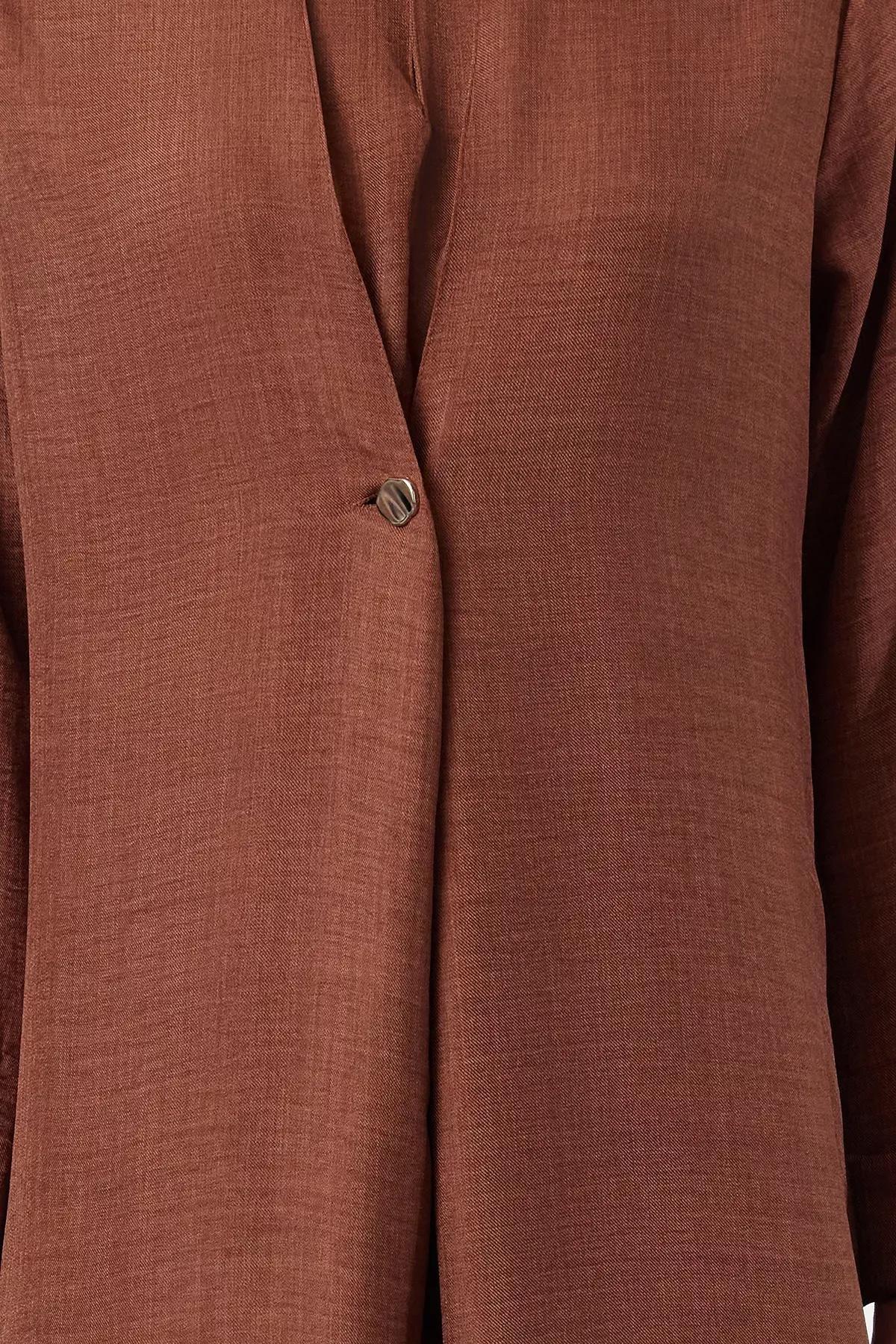 Brown Linen Look Woven Kimono & Kaftan Dress TCTAW25KK00001, Brown, large image number 2