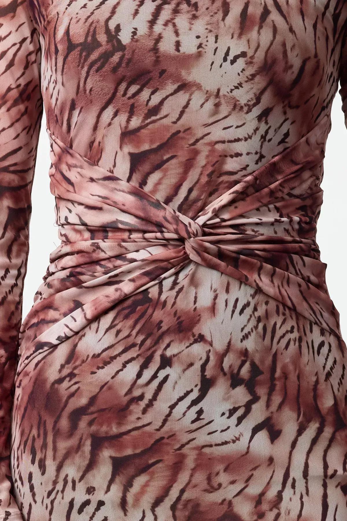 Multicolour Abstract Tie Detail Maxi Knit Dress, C101_1706, large image number 2