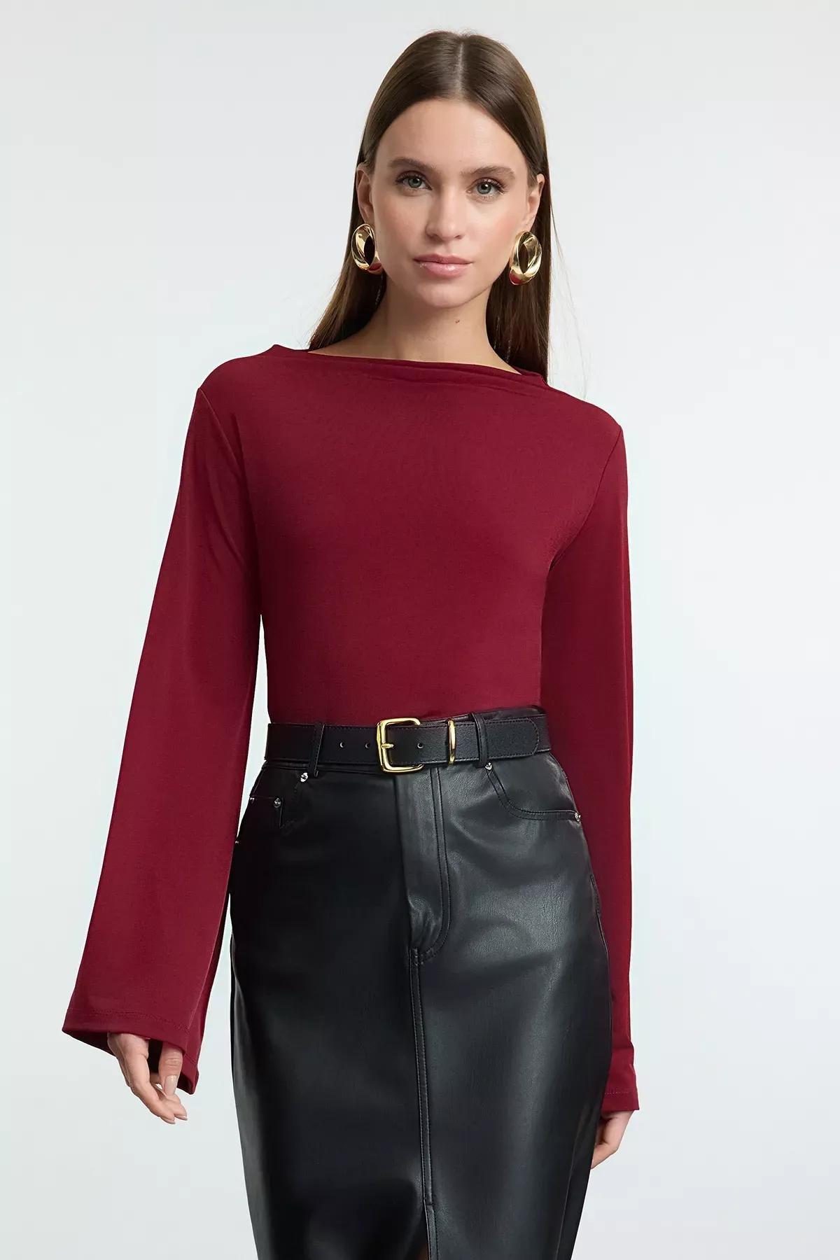 Red Spanish Sleeve Blouse, Dark Cherry, large image number 0