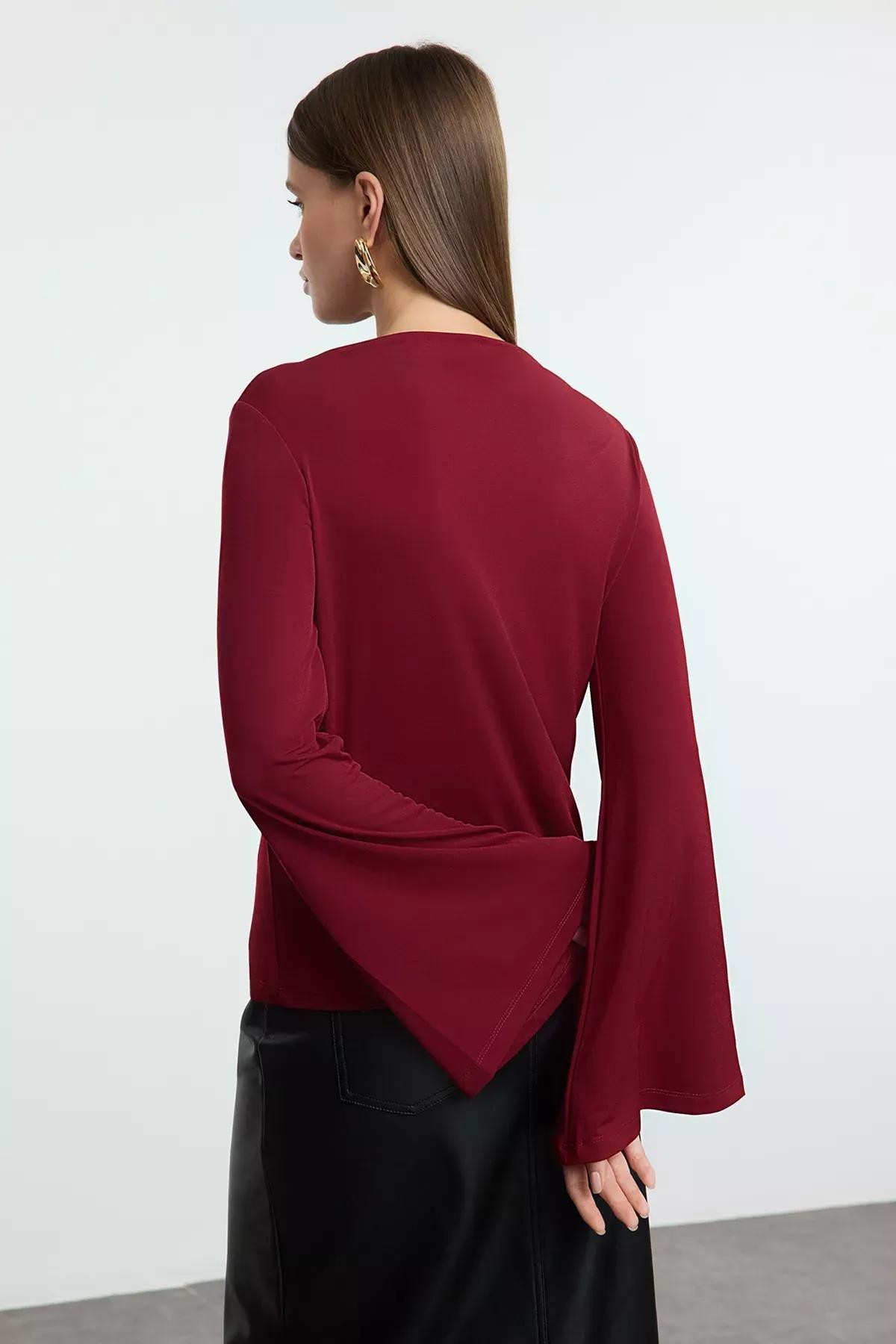 Red Spanish Sleeve Blouse, Dark Cherry, large image number 4