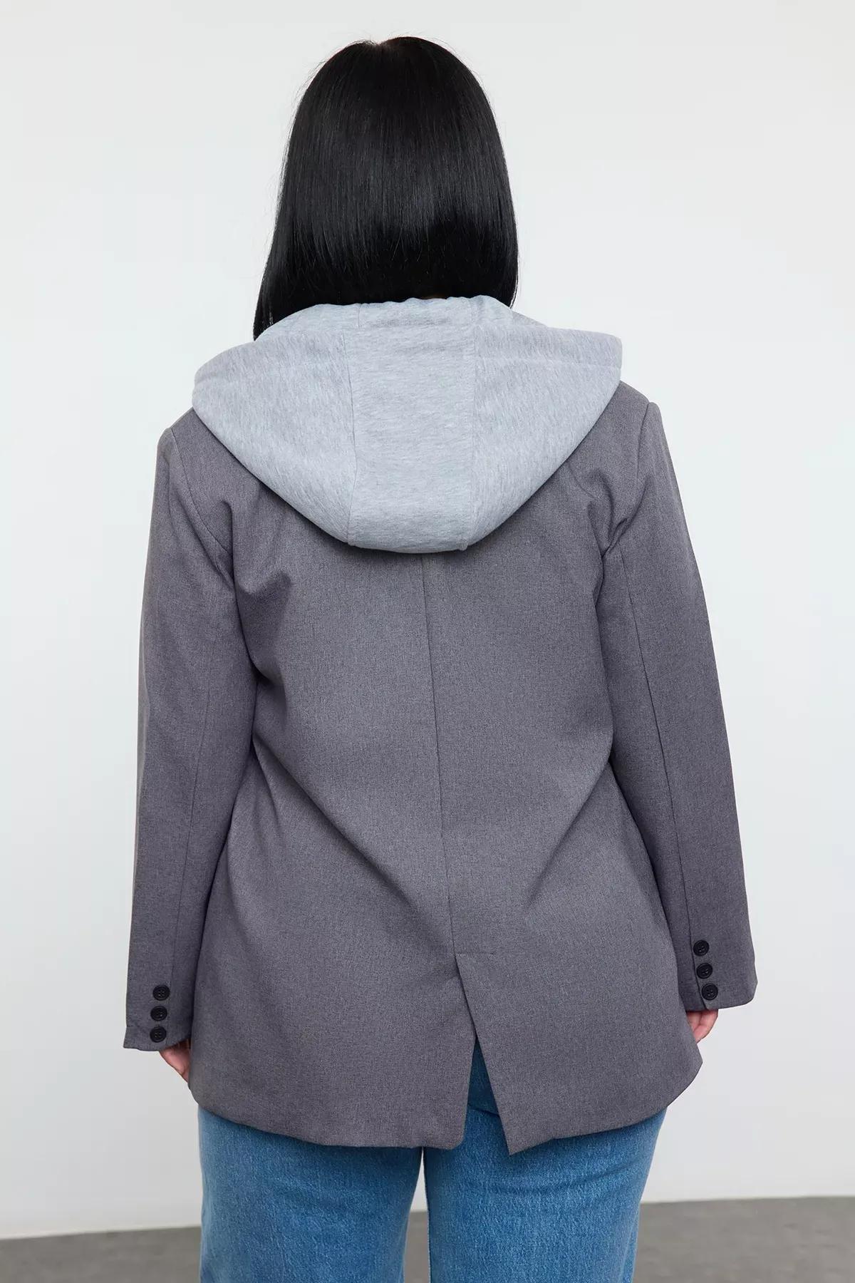 Grey Hooded Sports Jacket, , large image number 2
