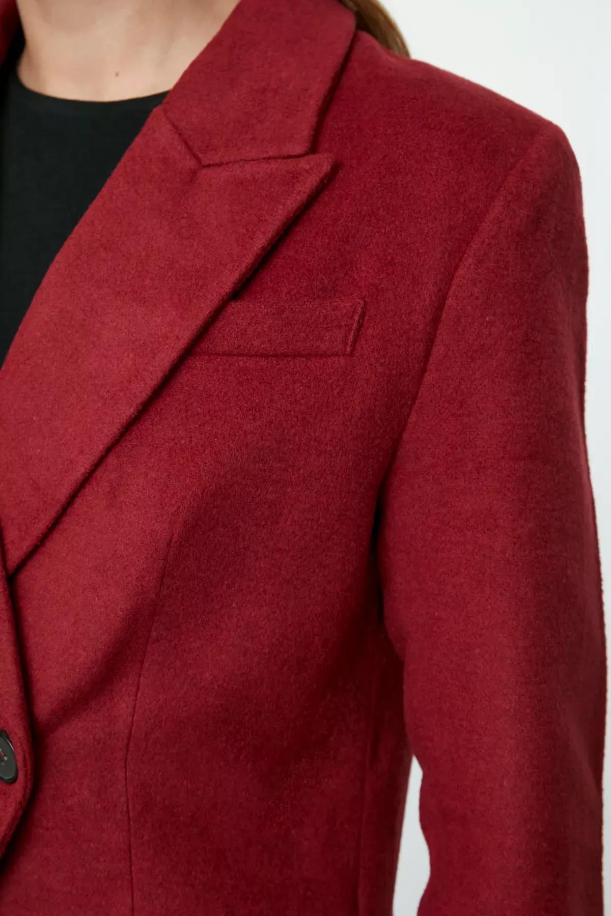 Burgundy Cashmere Fitted Blazer, , large image number 3