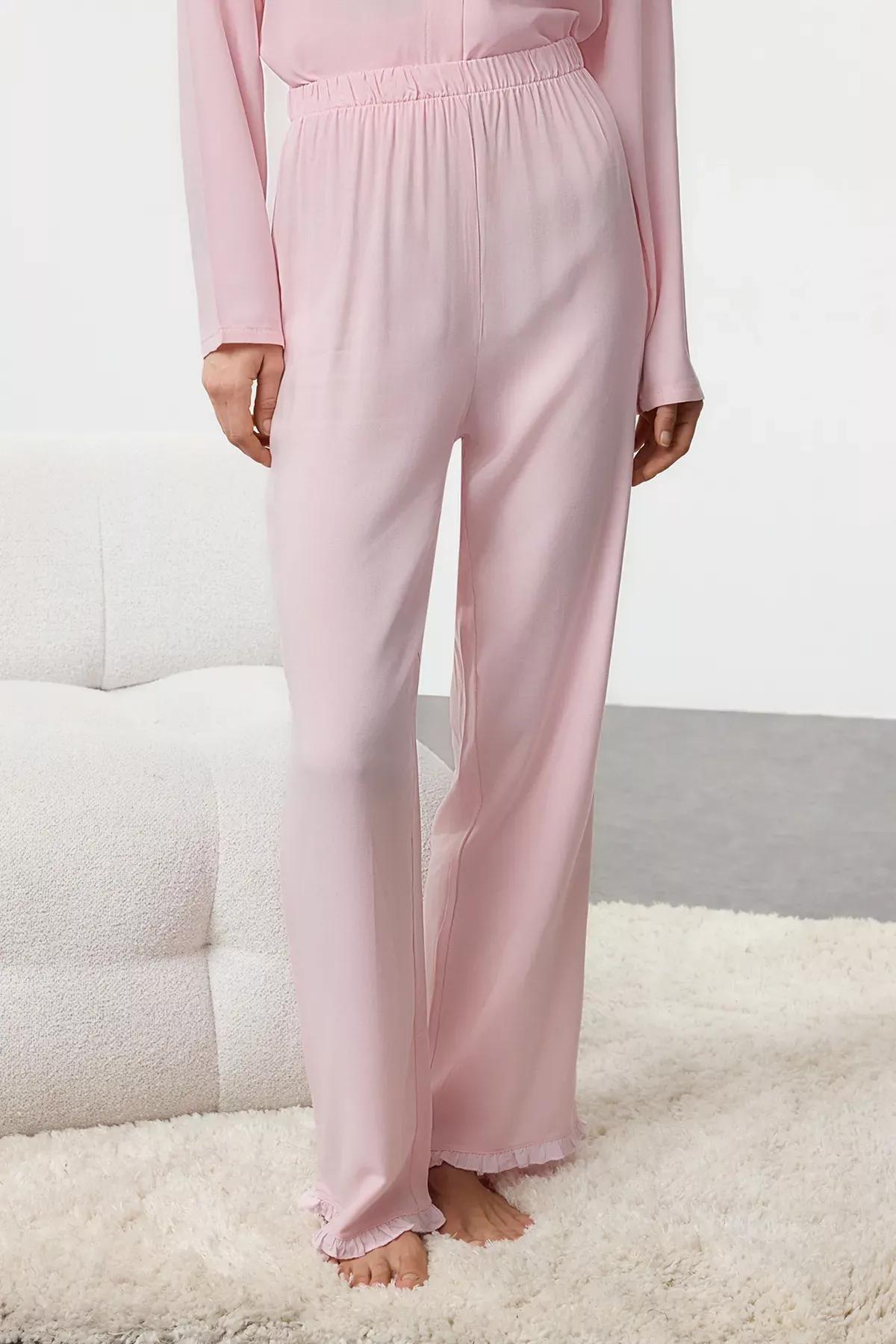 Pink Frill Pocket Pajama Set, Pink, large image number 3