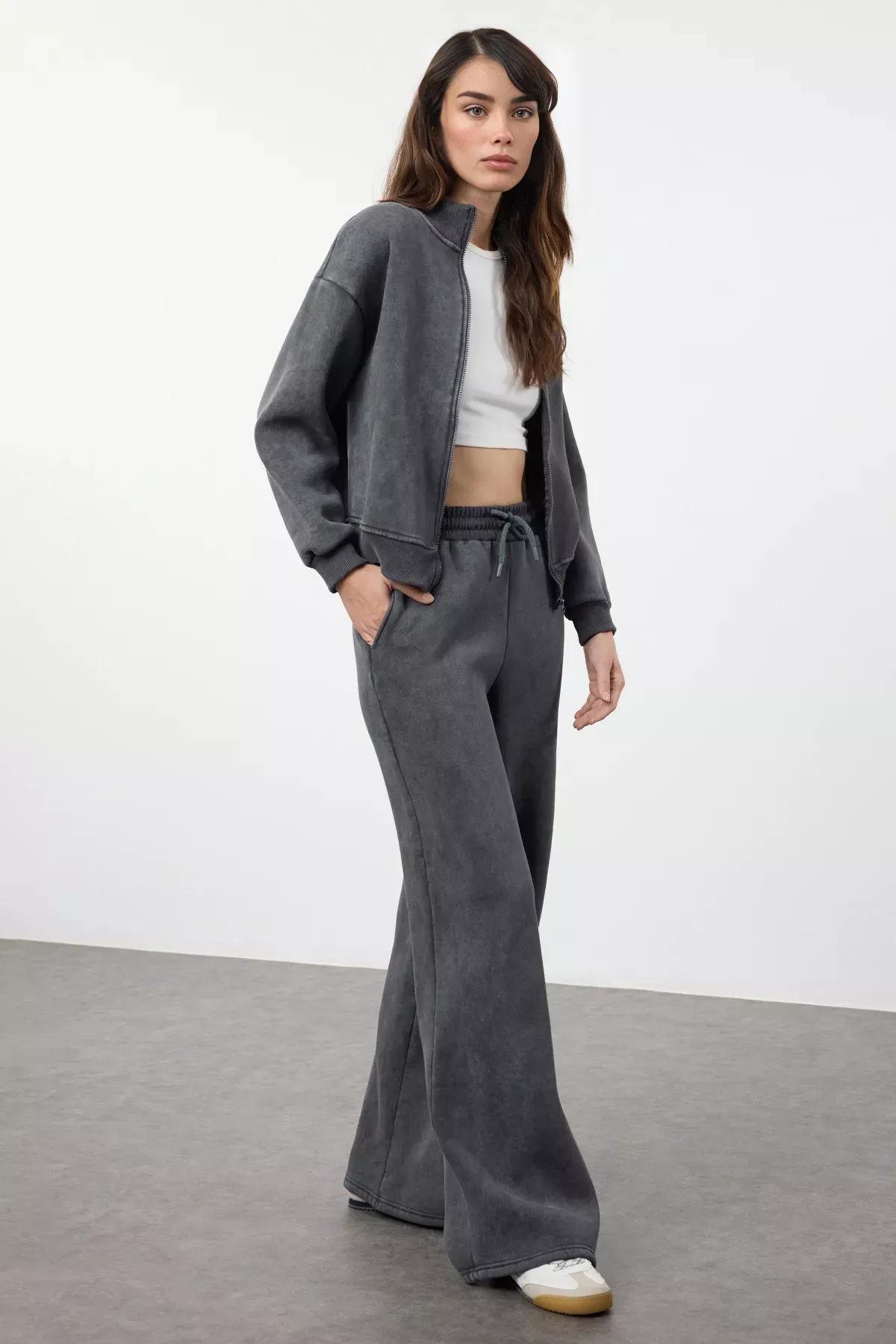 Grey Fleece Tracksuit Set of 2, Anthracite, medium